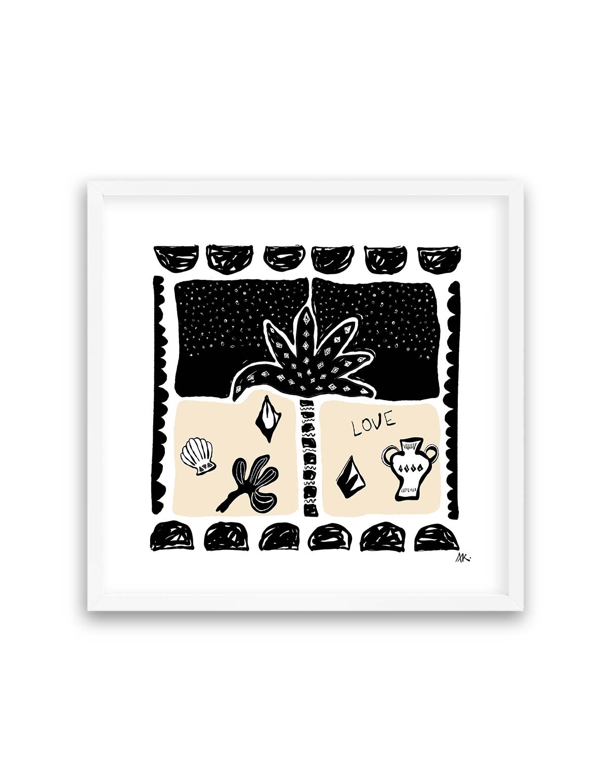 Summer Nights Beige Black by Anne Korako | Art Print