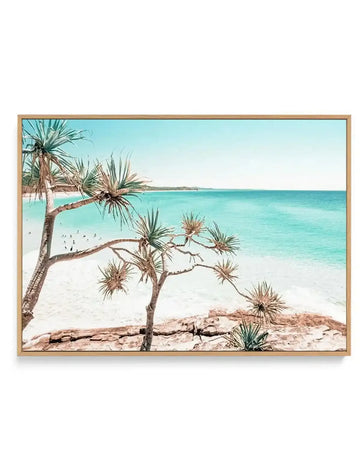 Summer on Stradbroke | Framed Canvas Art Print aqua nature art print