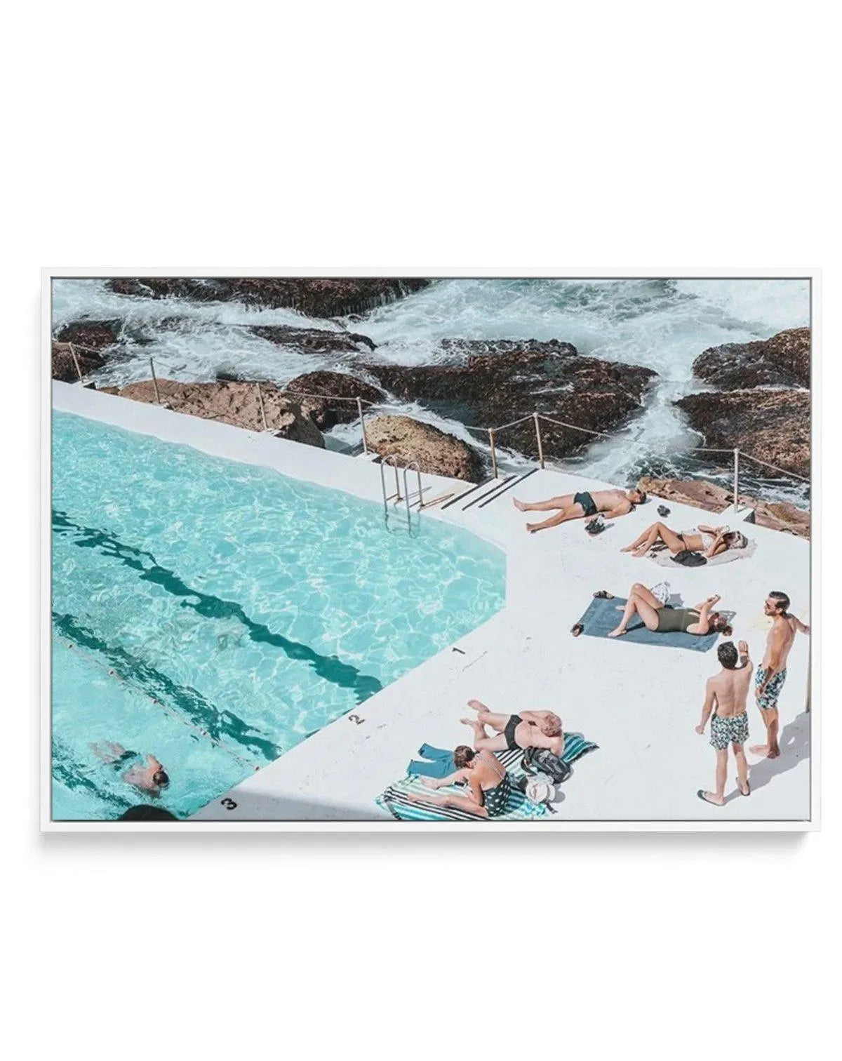 Sunbathers | Bondi Icebergs | Framed Canvas-CANVAS-You can shop wall art online with Olive et Oriel for everything from abstract art to fun kids wall art. Our beautiful modern art prints and canvas art are available from large canvas prints to wall art paintings and our proudly Australian artwork collection offers only the highest quality framed large wall art and canvas art Australia - You can buy fashion photography prints or Hampton print posters and paintings on canvas from Olive et Oriel an