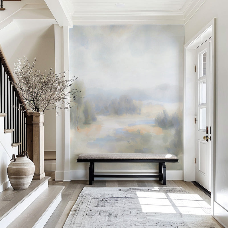 Sunlit Meadow Wallpaper Mural from Olive et Oriel where you can shop wallpaper and artworks online