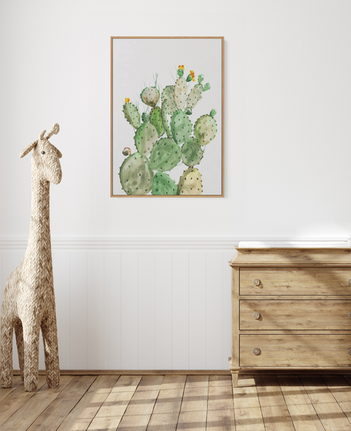 Sunny Cactus | Framed Canvas Art Print