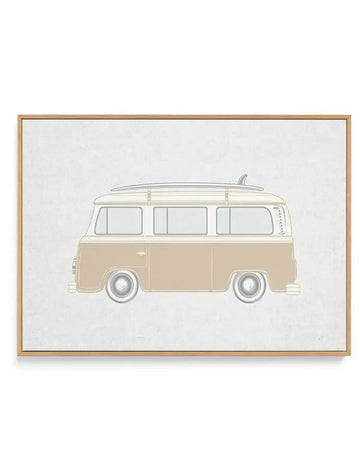 Surf Van on Linen | Framed Canvas-CANVAS-You can shop wall art online with Olive et Oriel for everything from abstract art to fun kids wall art. Our beautiful modern art prints and canvas art are available from large canvas prints to wall art paintings and our proudly Australian artwork collection offers only the highest quality framed large wall art and canvas art Australia - You can buy fashion photography prints or Hampton print posters and paintings on canvas from Olive et Oriel and have the