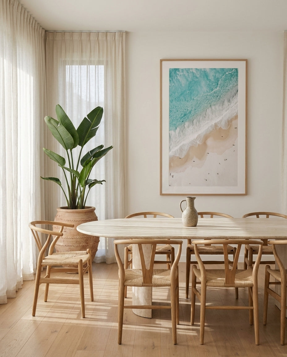 Bondi Splits Sydney Bondi photo wall art framed print styled extra large in a coastal Australian living space at Olive et Oriel