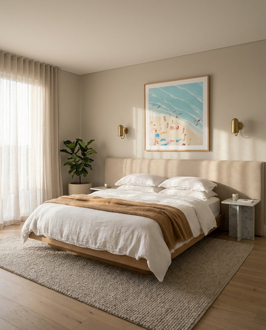Summer in Bondi by Belinda Stone Sydney Bondi photo wall art framed print styled extra large in a coastal Australian living space at Olive et Oriel
