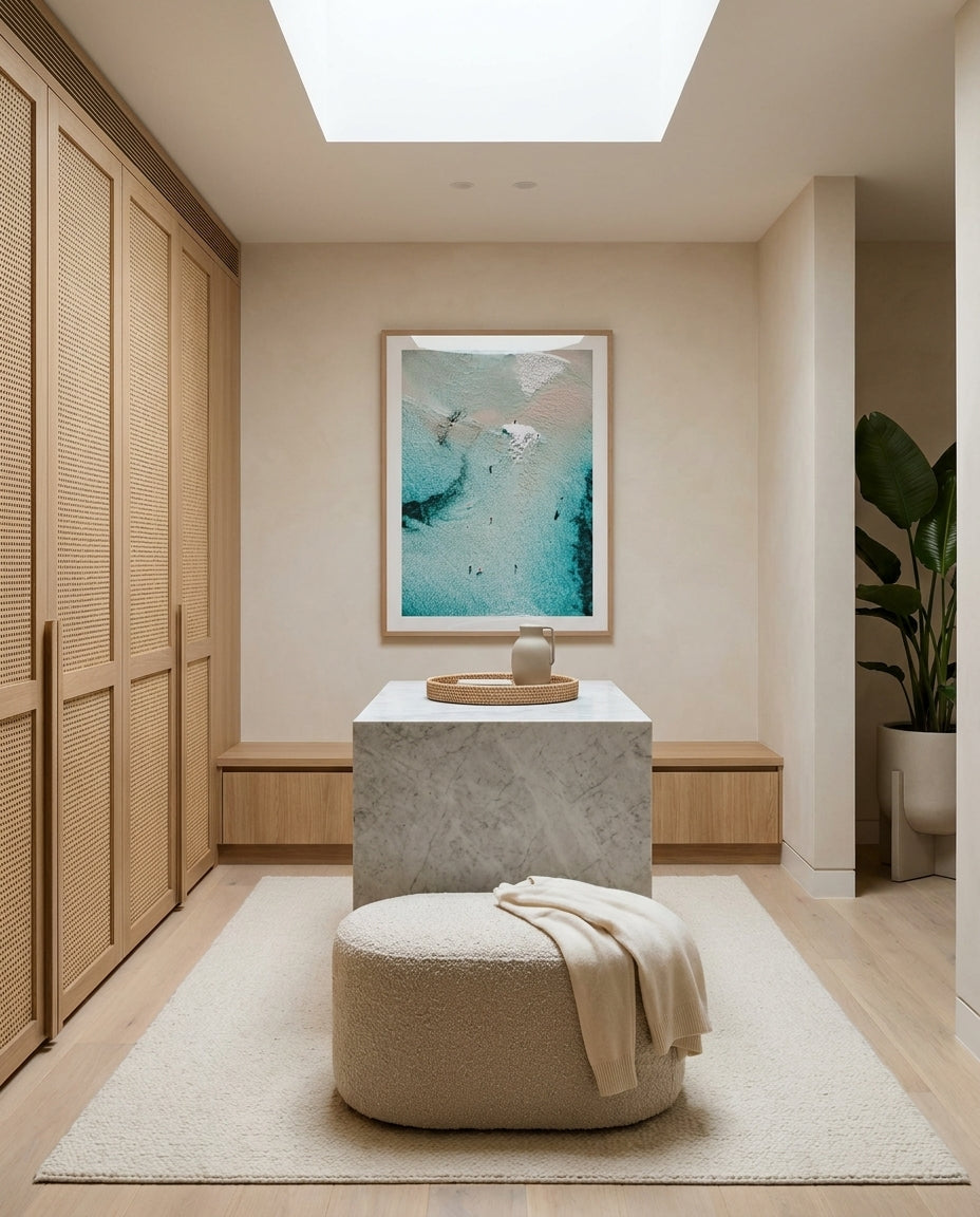 Surf & Swim, Bondi Sydney Bondi photo wall art framed print styled extra large in a coastal Australian living space at Olive et Oriel