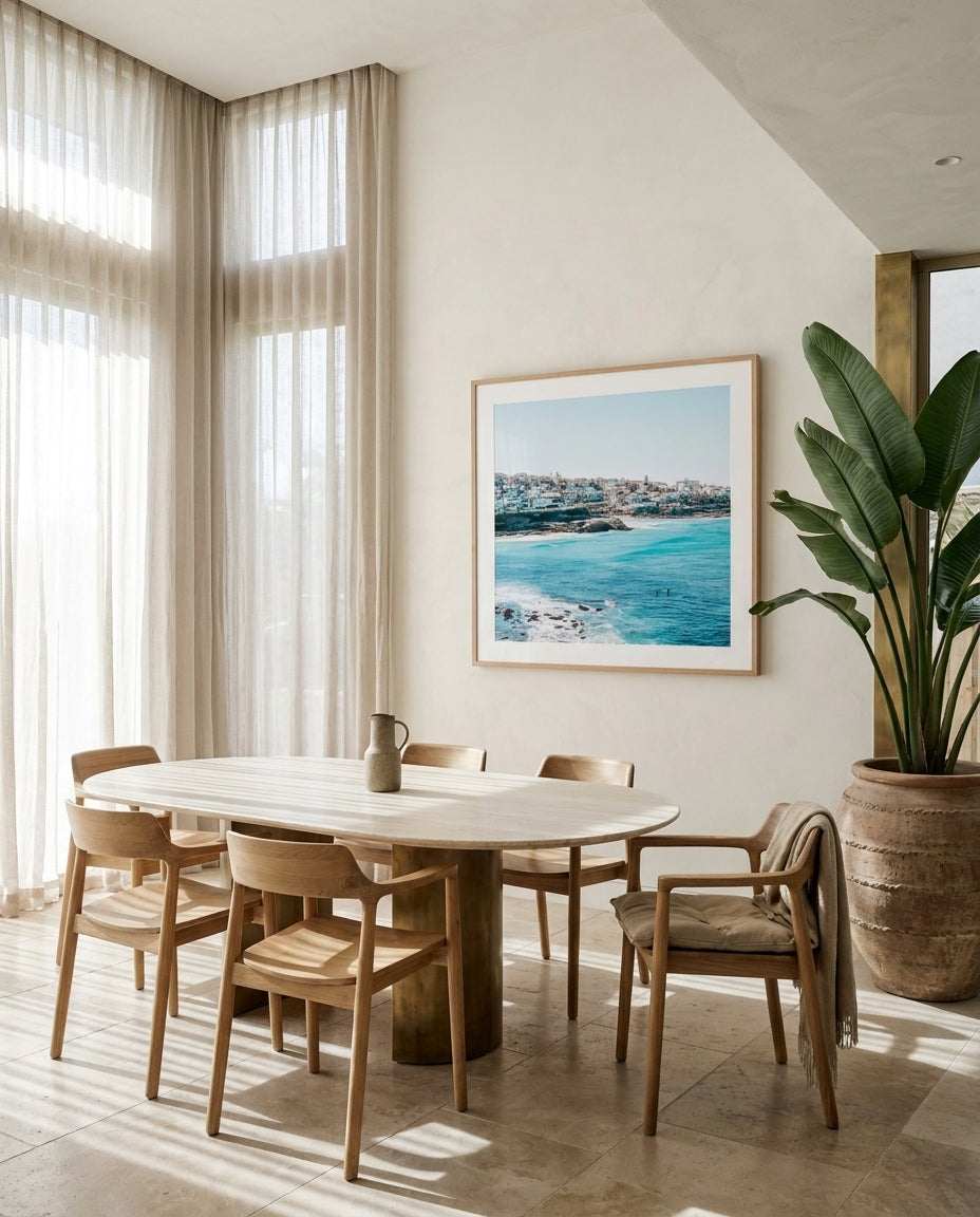Bronte Mal Riders Square Sydney Bronte photo wall art framed print styled extra large in a coastal Australian living space at Olive et Oriel