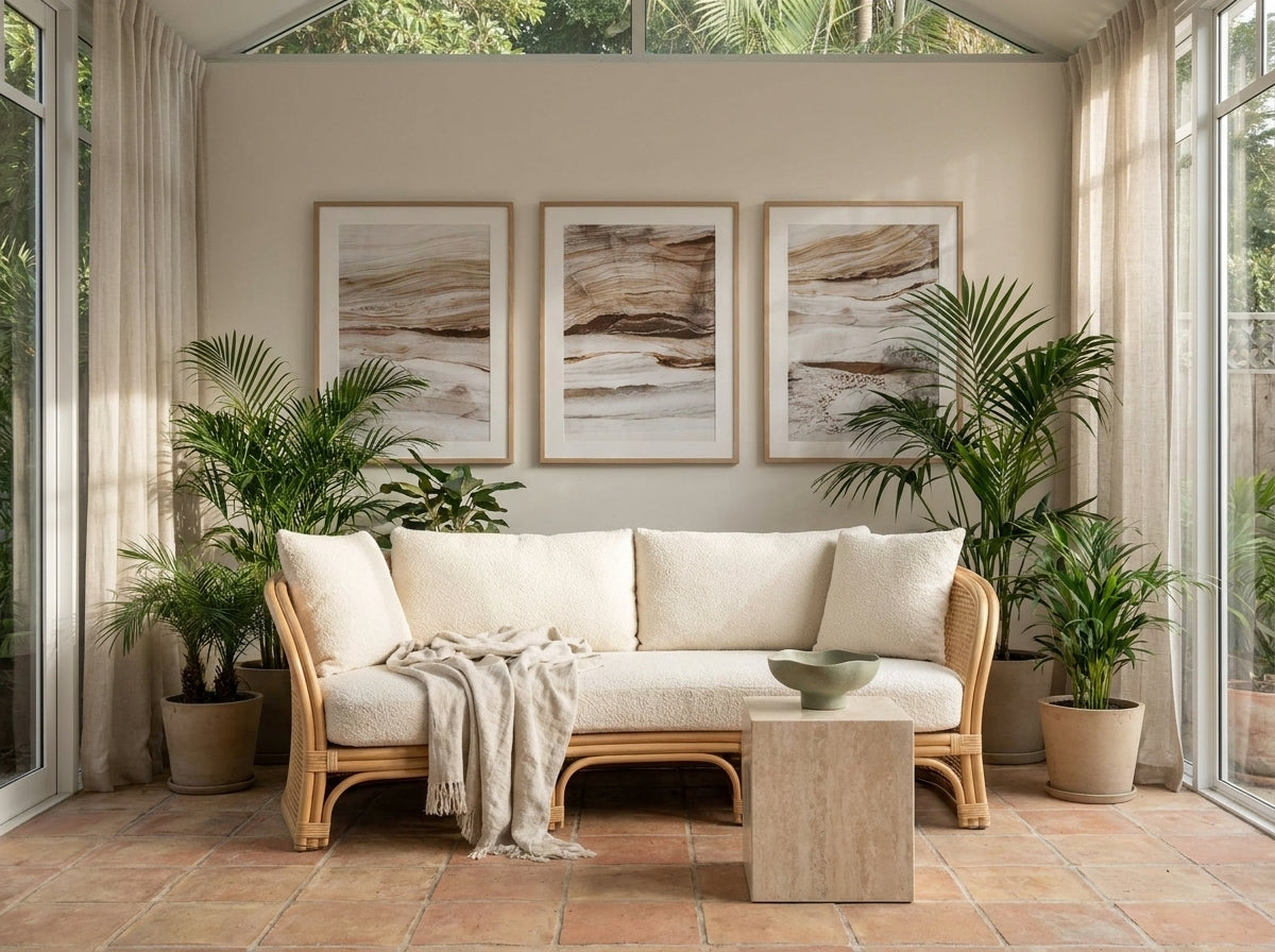 Bronte Rocks I, II & III Sydney Bronte photo wall art framed print styled extra large in a coastal Australian living space at Olive et Oriel