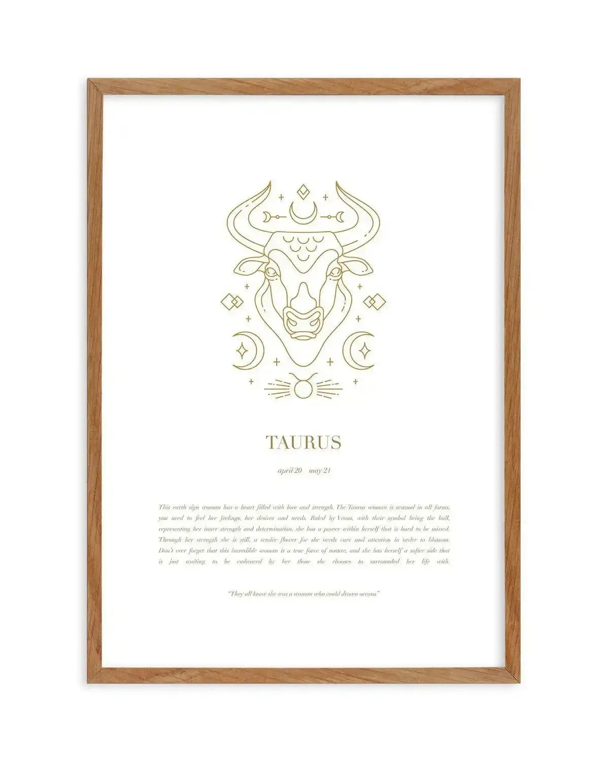 Taurus | Celestial Zodiac Art Print-PRINT-Olive et Oriel-Olive et Oriel-50x70 cm | 19.6" x 27.5"-Walnut-With White Border-Buy-Australian-Art-Prints-Online-with-Olive-et-Oriel-Your-Artwork-Specialists-Austrailia-Decorate-With-Coastal-Photo-Wall-Art-Prints-From-Our-Beach-House-Artwork-Collection-Fine-Poster-and-Framed-Artwork