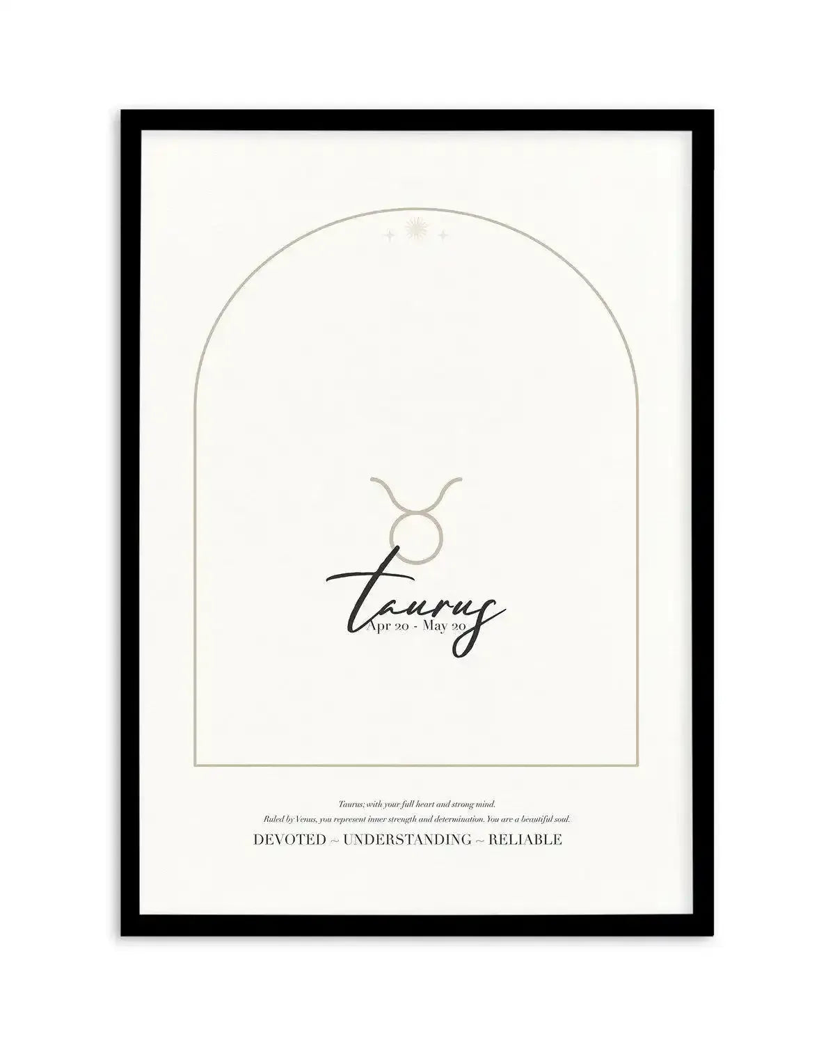 Taurus Star Sign Art Print-PRINT-Olive et Oriel-Olive et Oriel-A4 | 8.3" x 11.7" | 21 x 29.7cm-Black-With White Border-Buy-Australian-Art-Prints-Online-with-Olive-et-Oriel-Your-Artwork-Specialists-Austrailia-Decorate-With-Coastal-Photo-Wall-Art-Prints-From-Our-Beach-House-Artwork-Collection-Fine-Poster-and-Framed-Artwork