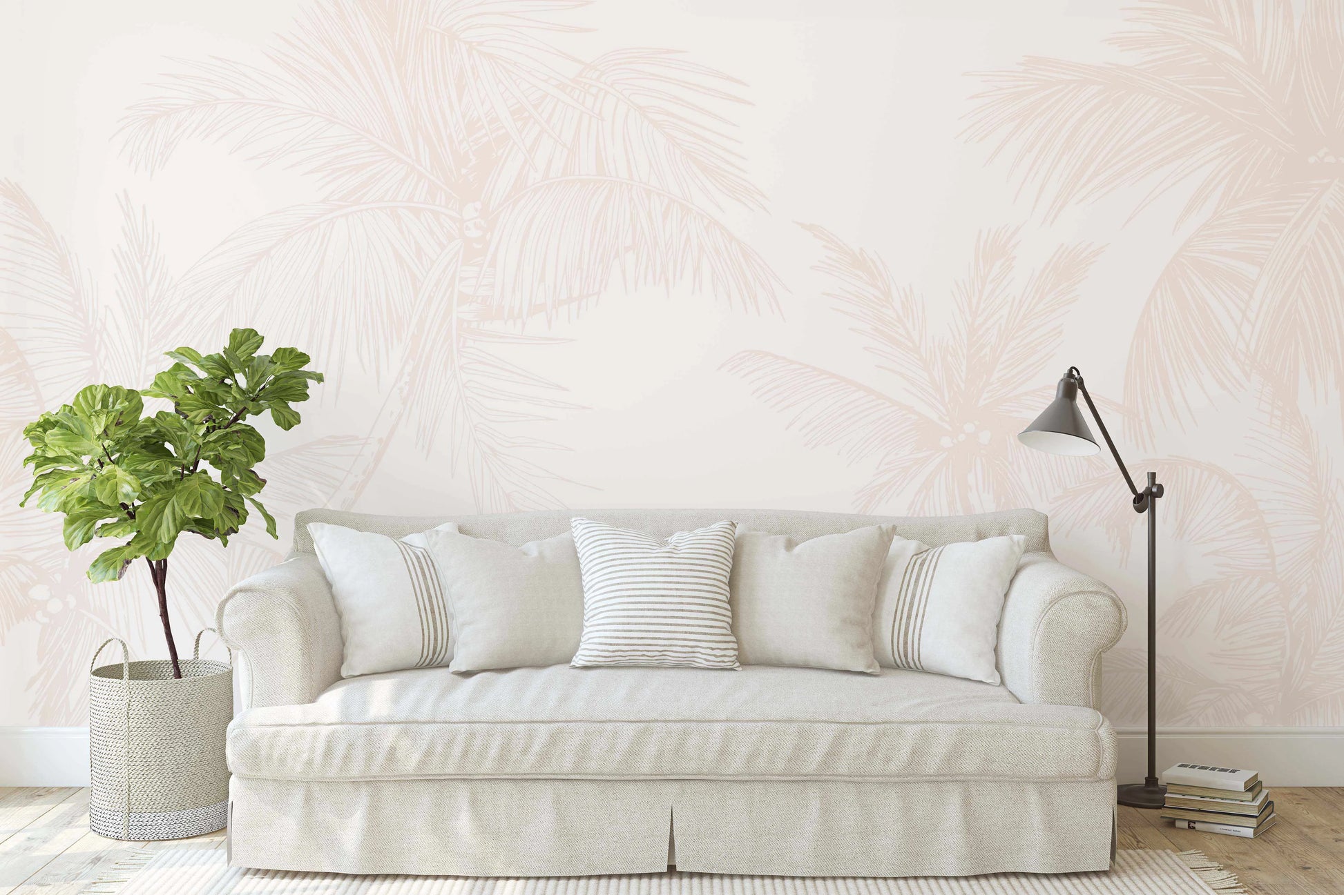 The Palms Wallpaper in Sand - Olive et Oriel