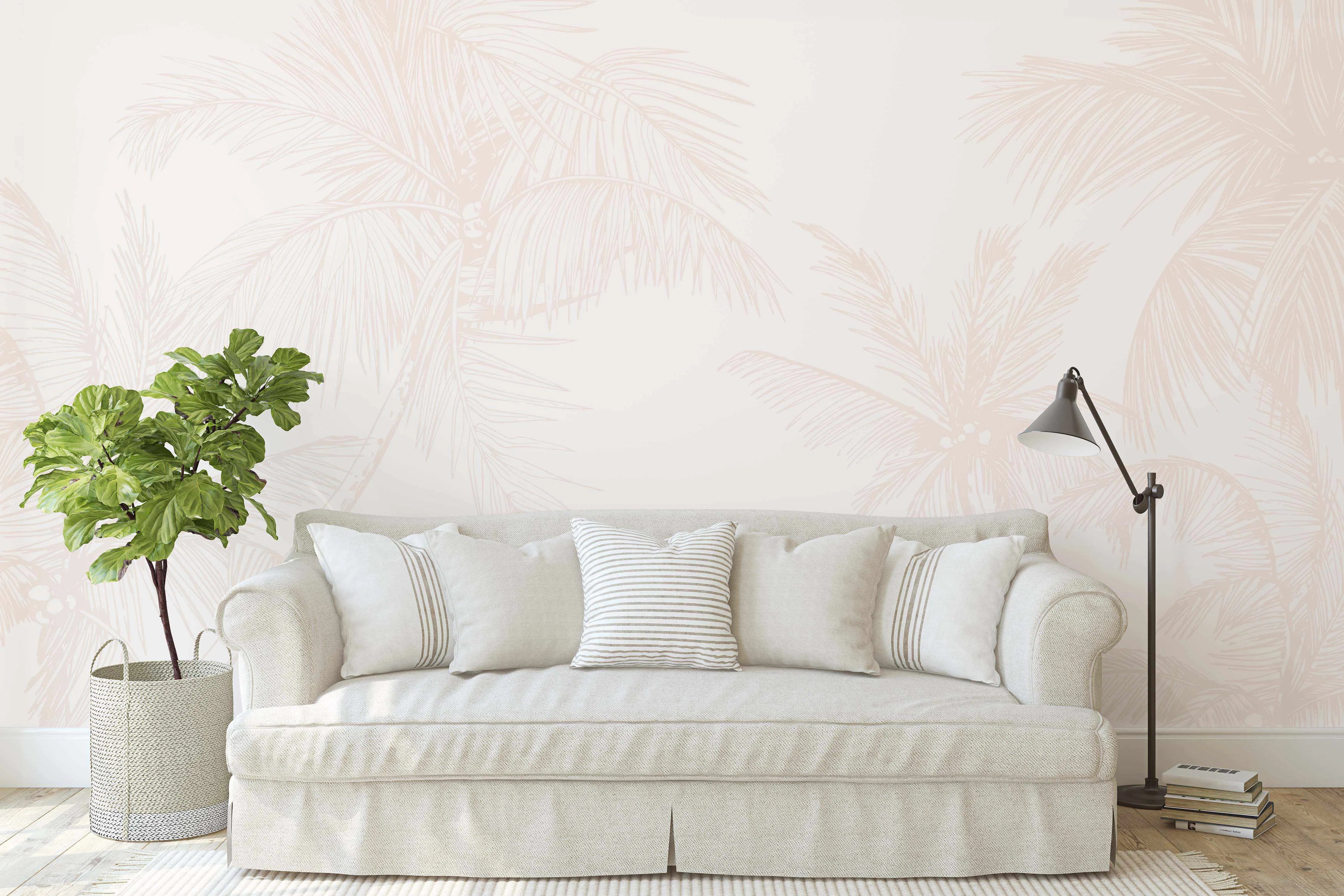 The Palms Wallpaper in Sand - Olive et Oriel
