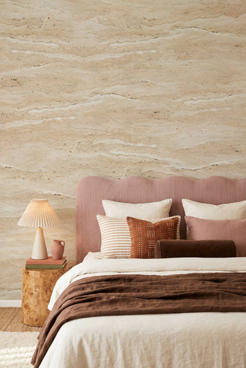 Travertine Stone in Beige Wallpaper