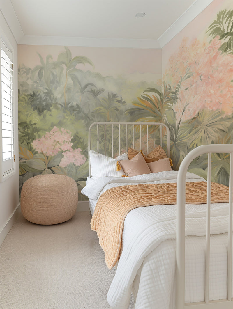 Tropic Florals Wallpaper Mural from Olive et Oriel where you can shop wallpaper and artworks online