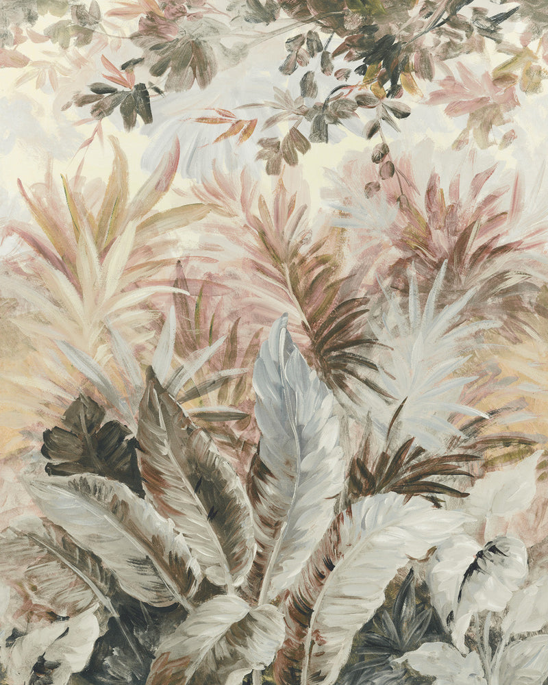 Tropical Dreamscape Painted Mural Wallpaper from Olive et Oriel where you can shop wallpaper and artworks online