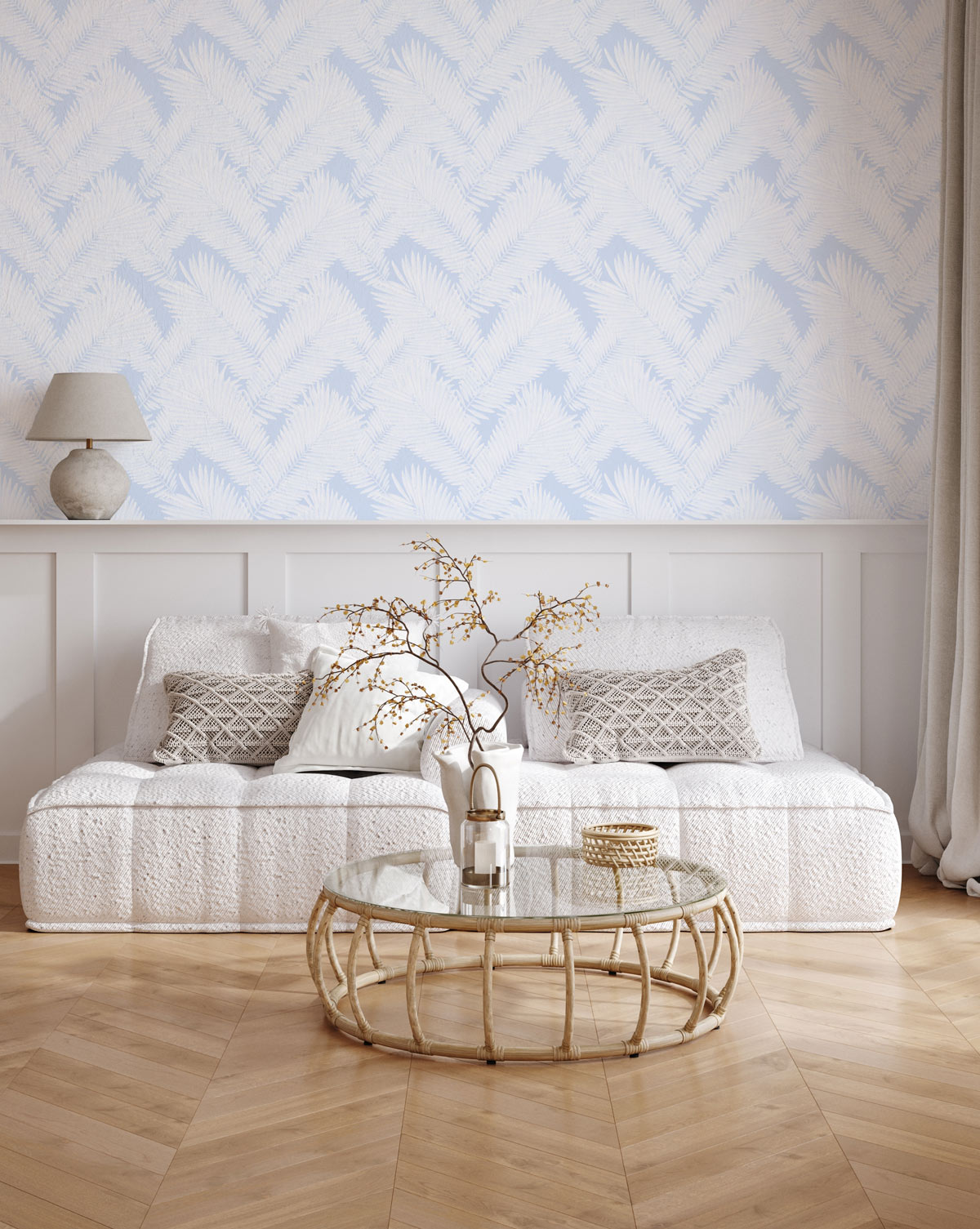 Tropicana Palm in Light Blue Wallpaper