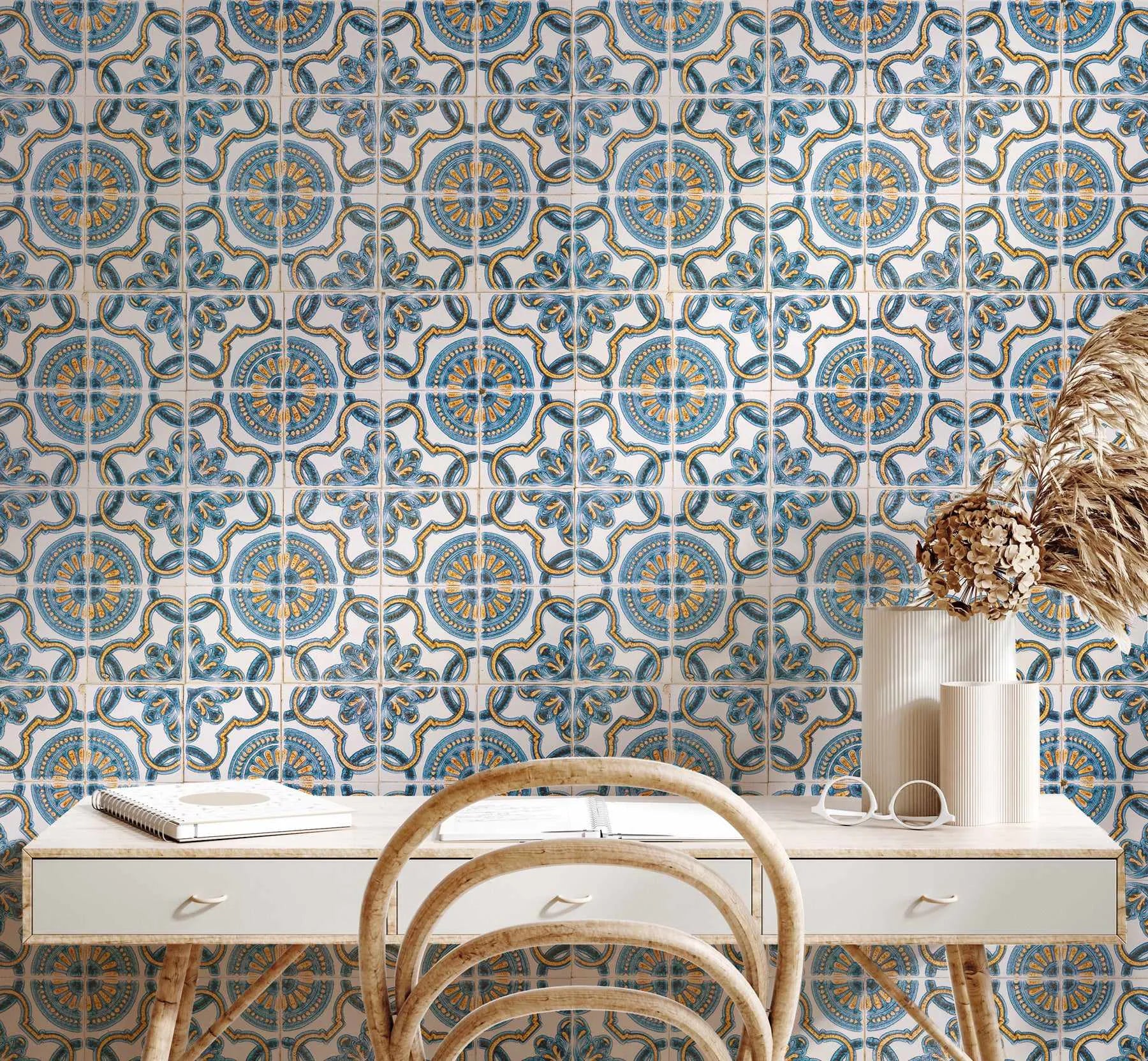 Turkish Tile Wallpaper from Olive et Oriel where you can shop wallpaper and artworks online