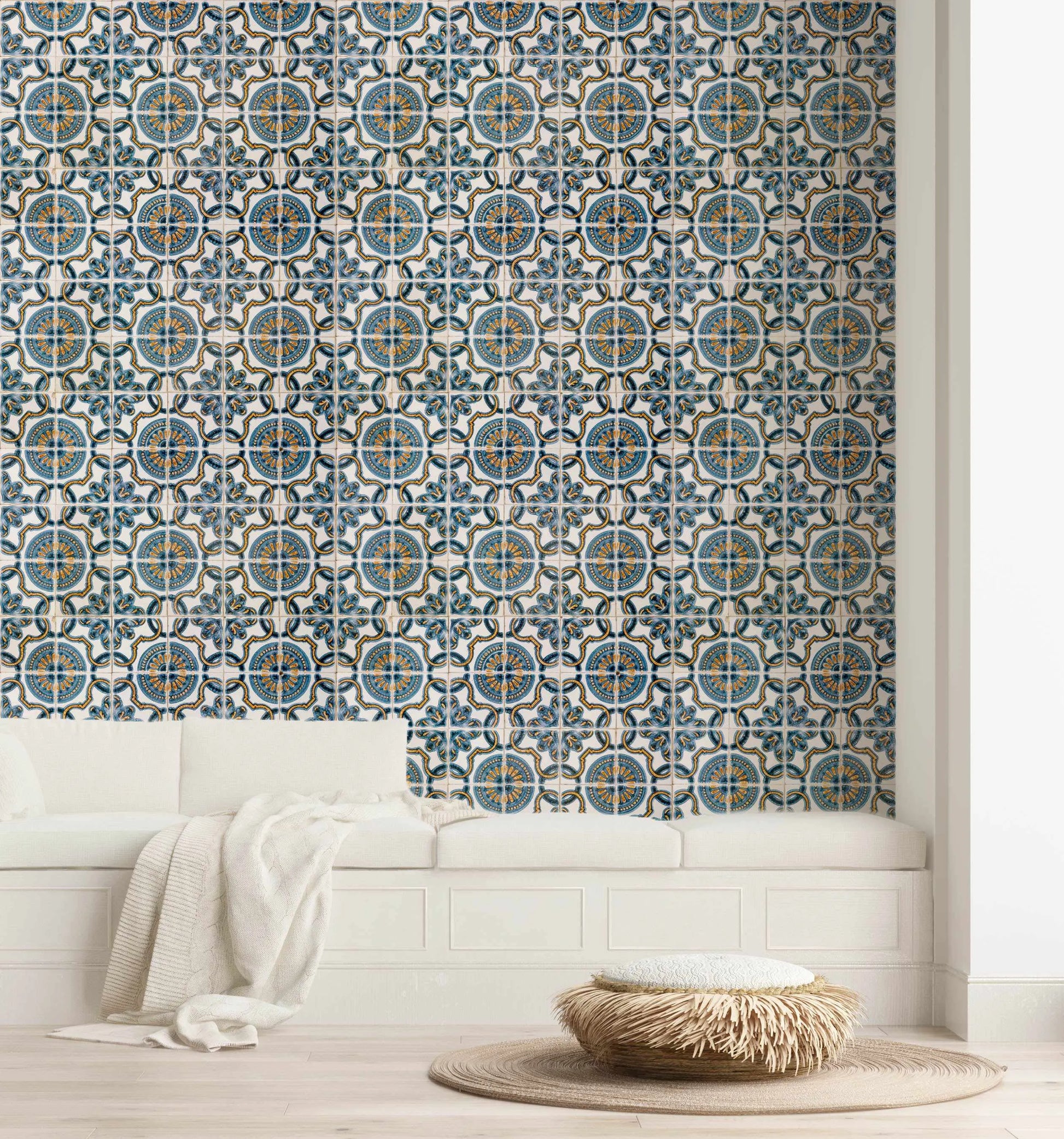 Turkish Tile Wallpaper from Olive et Oriel where you can shop wallpaper and artworks online