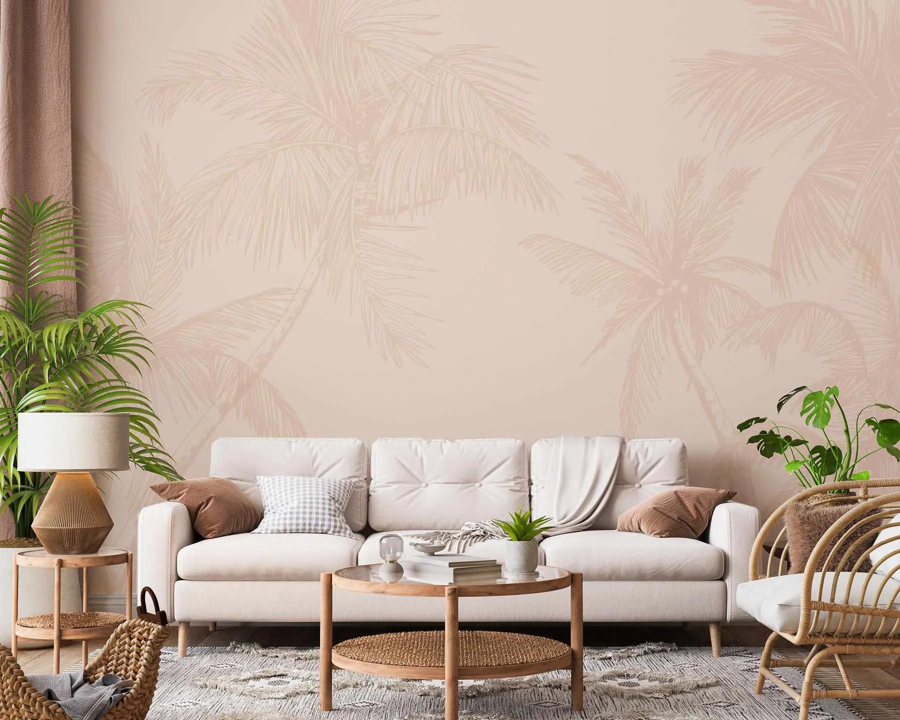 The Palms Wallpaper in Sahara from Olive et Oriel where you can shop wallpaper and artworks online