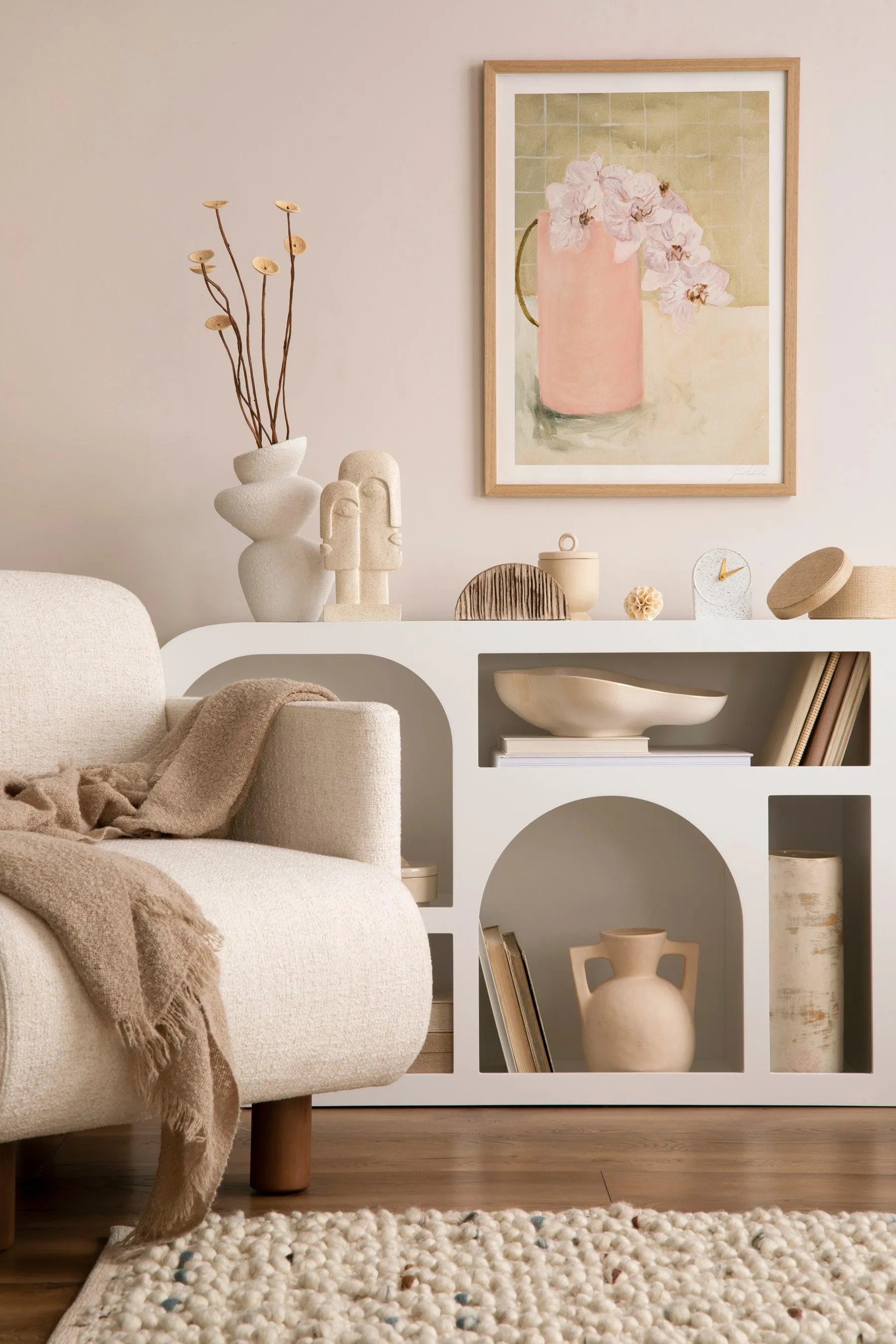 Blush Vase by Natalie Jane Art Print from Olive et Oriel where you can shop wallpaper and artworks online