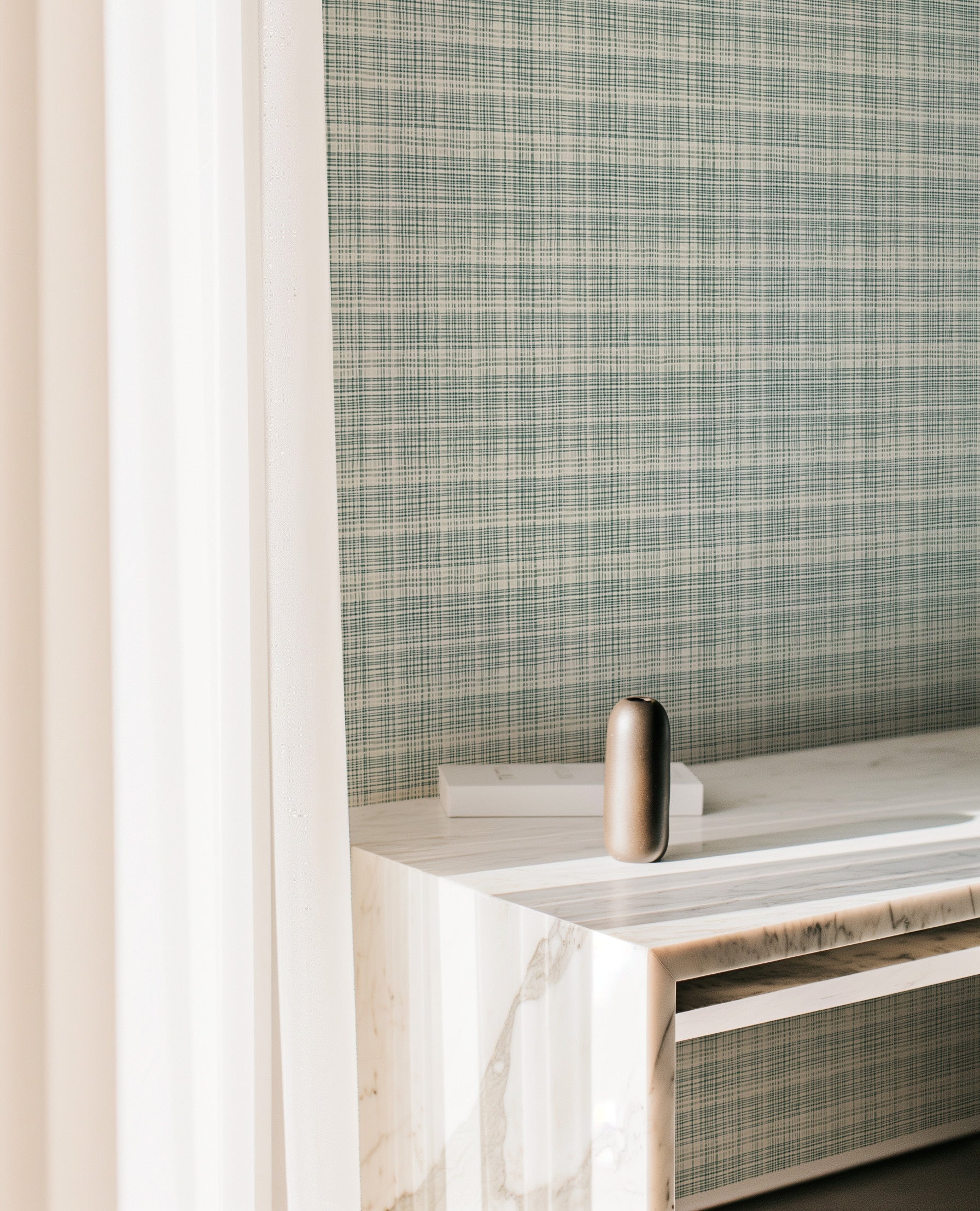 Vaucluse in Moss Commercial Vinyl Wallcovering-Commercial Wallcoverings-Olive et Oriel-Luxury commercial-grade embossed and textured vinyl wallcovering durable fire-rated washable stain-resistant and customizable perfect for hotels offices retail childcare healthcare and hospital spaces vinyl wallpaper