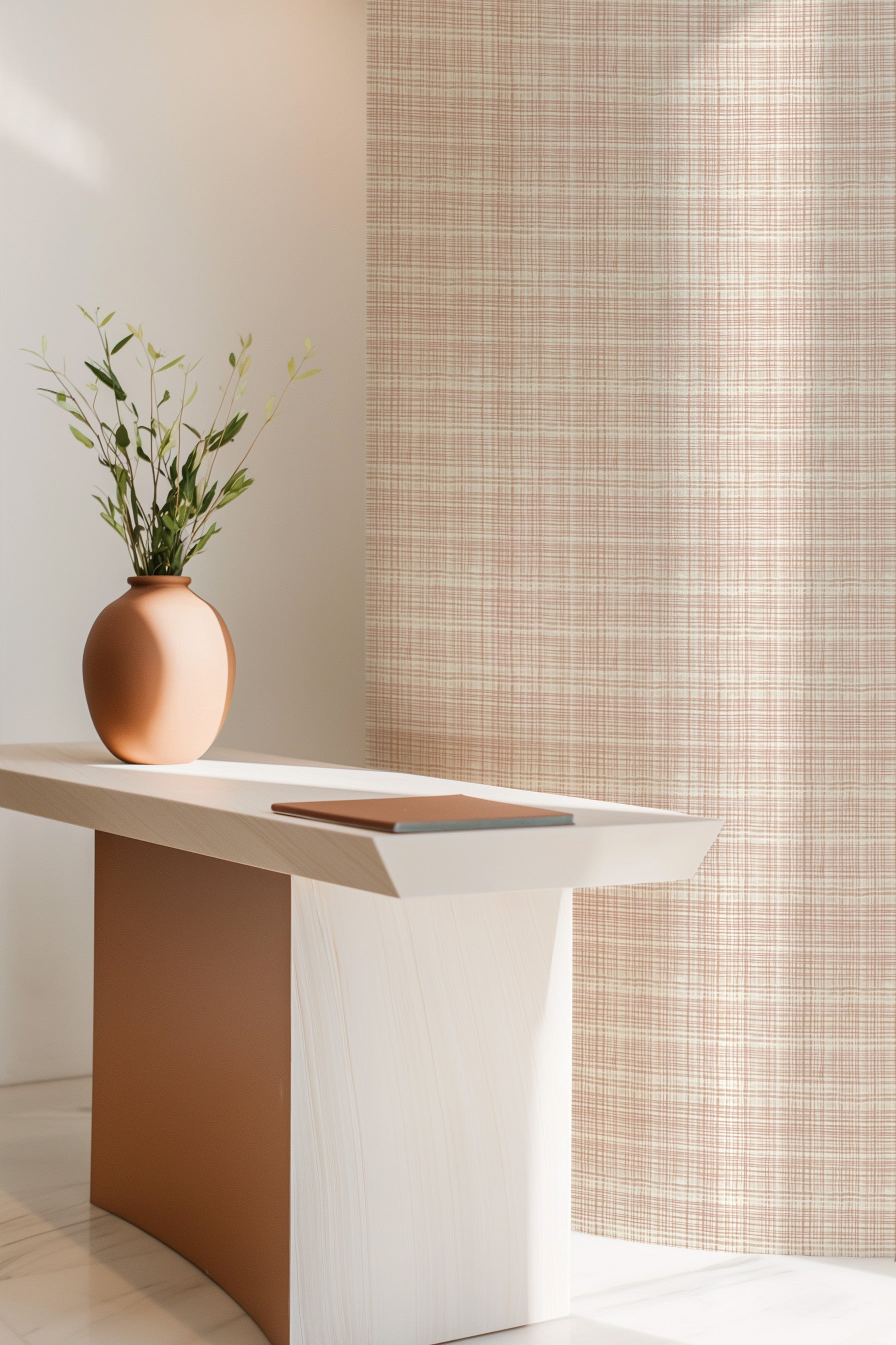 Vaucluse in Terracotta Commercial Vinyl Wallcovering-Commercial Wallcoverings-Olive et Oriel-Luxury commercial-grade embossed and textured vinyl wallcovering durable fire-rated washable stain-resistant and customizable perfect for hotels offices retail childcare healthcare and hospital spaces vinyl wallpaper