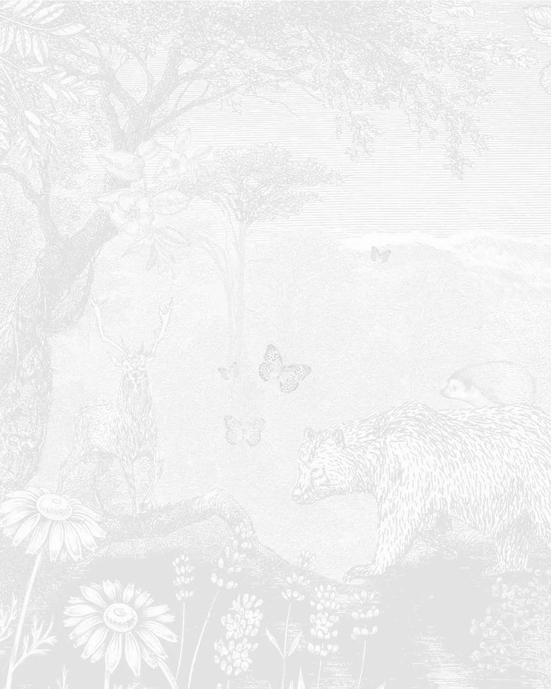 Vintage Animal Forest in Mist Wallpaper Mural - Olive et Oriel