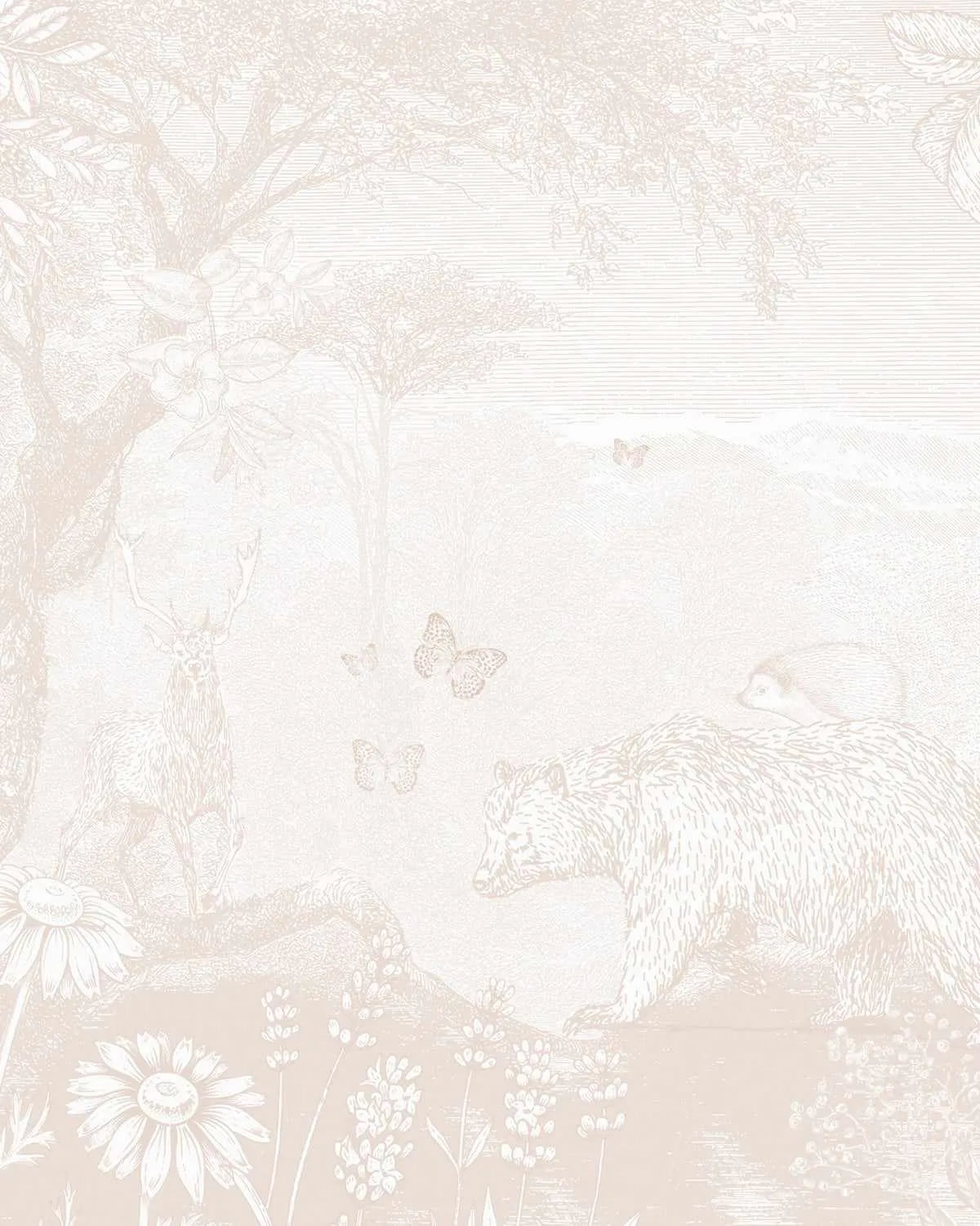 Vintage Animal Forest in Sahara Wallpaper Mural - Olive et Oriel