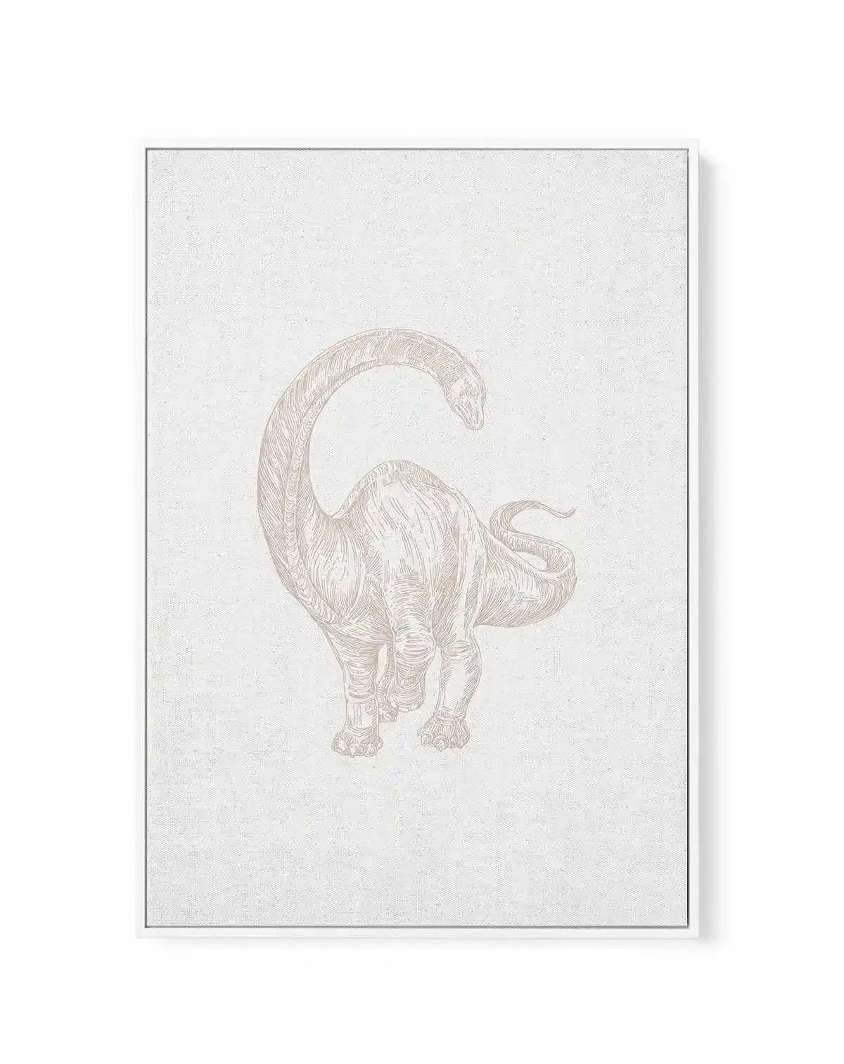 Vintage Brachiosaurus on Linen | Framed Canvas-CANVAS-You can shop wall art online with Olive et Oriel for everything from abstract art to fun kids wall art. Our beautiful modern art prints and canvas art are available from large canvas prints to wall art paintings and our proudly Australian artwork collection offers only the highest quality framed large wall art and canvas art Australia - You can buy fashion photography prints or Hampton print posters and paintings on canvas from Olive et Oriel