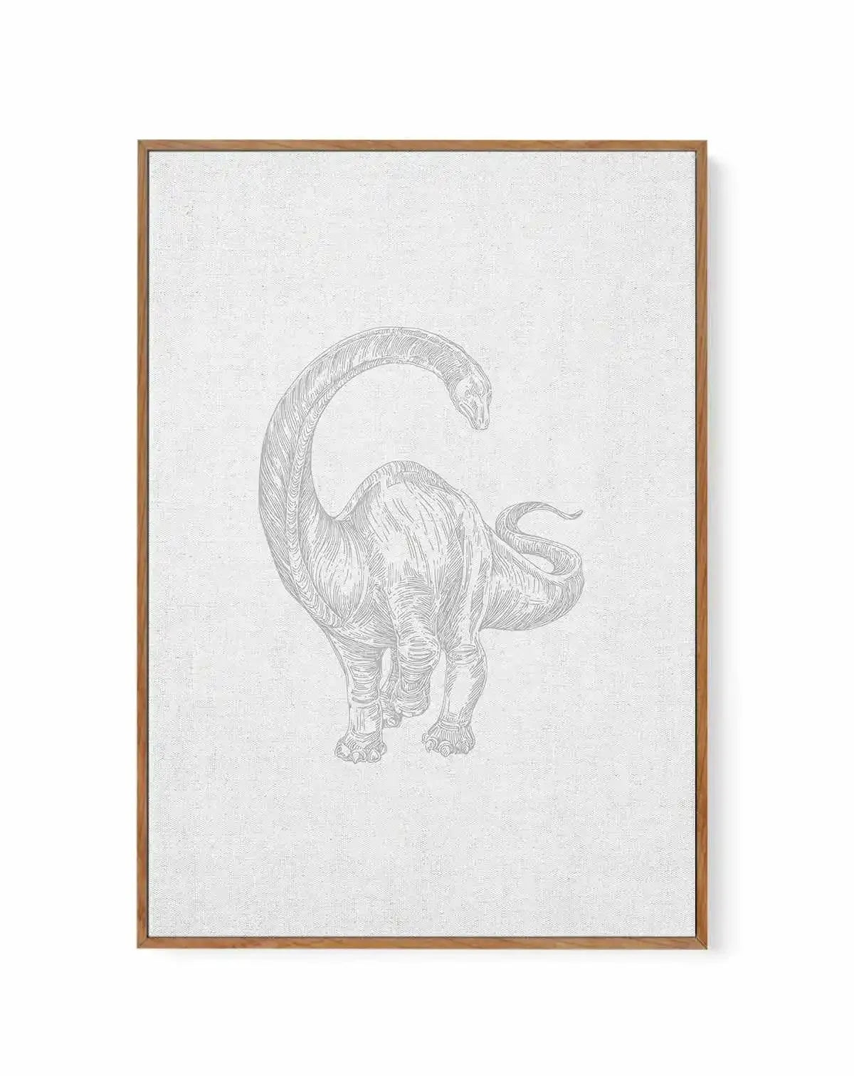 Vintage Brachiosaurus on Linen | Framed Canvas-CANVAS-You can shop wall art online with Olive et Oriel for everything from abstract art to fun kids wall art. Our beautiful modern art prints and canvas art are available from large canvas prints to wall art paintings and our proudly Australian artwork collection offers only the highest quality framed large wall art and canvas art Australia - You can buy fashion photography prints or Hampton print posters and paintings on canvas from Olive et Oriel