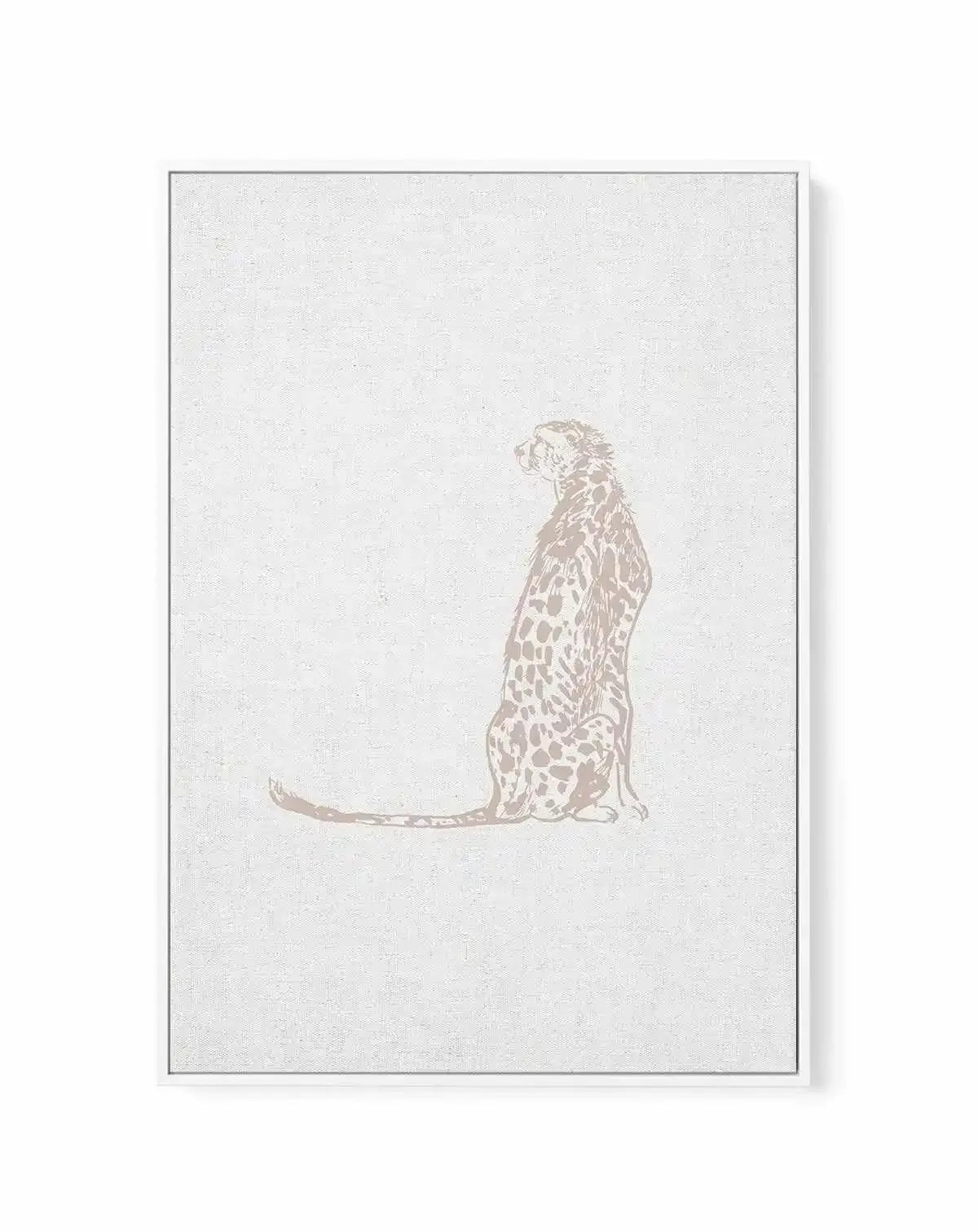 Vintage Cheetah on Linen | Framed Canvas-CANVAS-You can shop wall art online with Olive et Oriel for everything from abstract art to fun kids wall art. Our beautiful modern art prints and canvas art are available from large canvas prints to wall art paintings and our proudly Australian artwork collection offers only the highest quality framed large wall art and canvas art Australia - You can buy fashion photography prints or Hampton print posters and paintings on canvas from Olive et Oriel and h