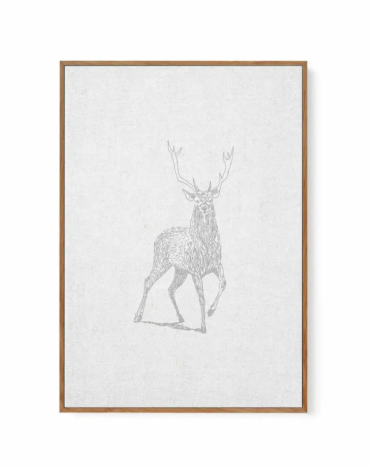 Vintage Deer on Linen | Framed Canvas-CANVAS-You can shop wall art online with Olive et Oriel for everything from abstract art to fun kids wall art. Our beautiful modern art prints and canvas art are available from large canvas prints to wall art paintings and our proudly Australian artwork collection offers only the highest quality framed large wall art and canvas art Australia - You can buy fashion photography prints or Hampton print posters and paintings on canvas from Olive et Oriel and have
