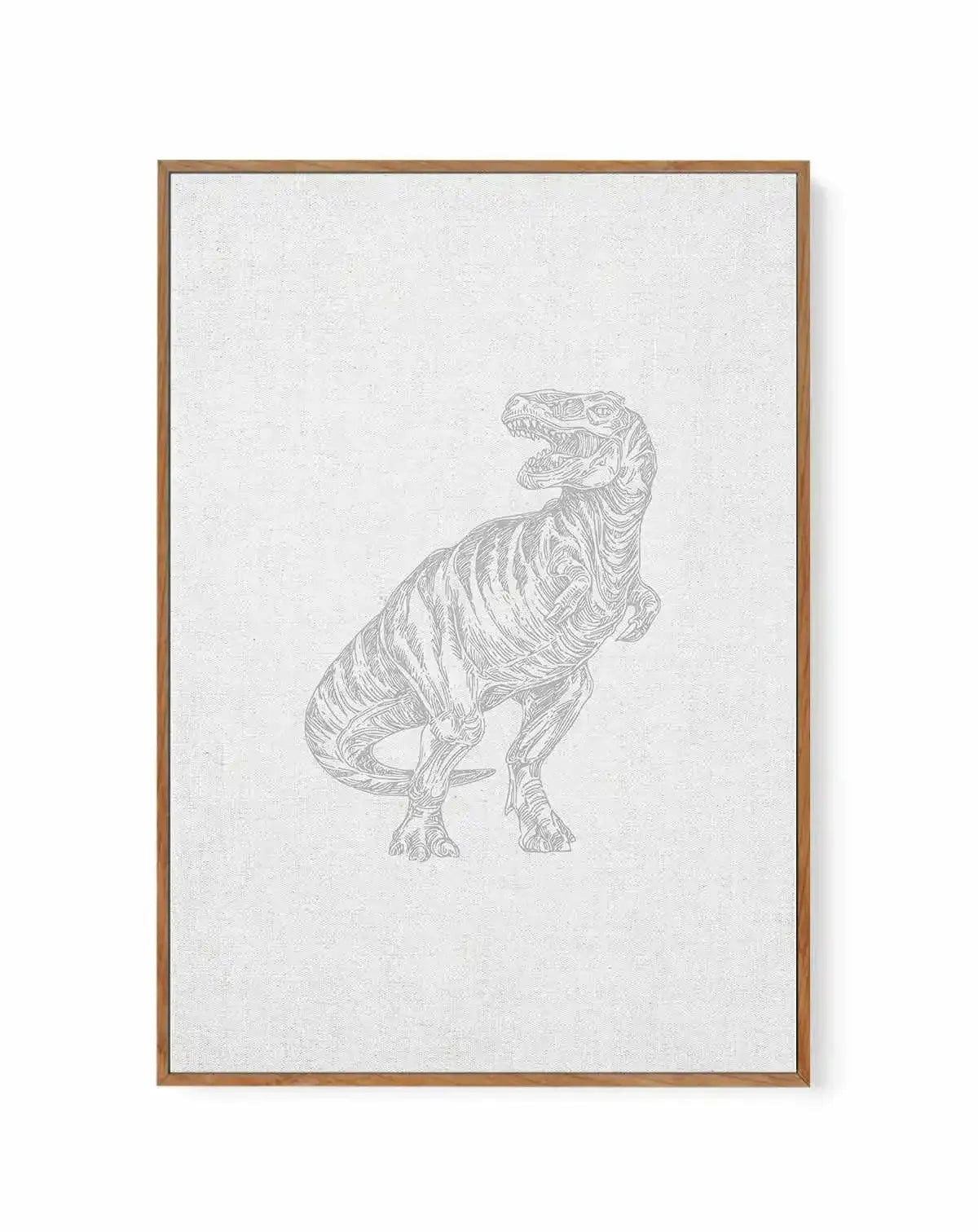 Vintage T-Rex on Linen | Framed Canvas-CANVAS-You can shop wall art online with Olive et Oriel for everything from abstract art to fun kids wall art. Our beautiful modern art prints and canvas art are available from large canvas prints to wall art paintings and our proudly Australian artwork collection offers only the highest quality framed large wall art and canvas art Australia - You can buy fashion photography prints or Hampton print posters and paintings on canvas from Olive et Oriel and hav