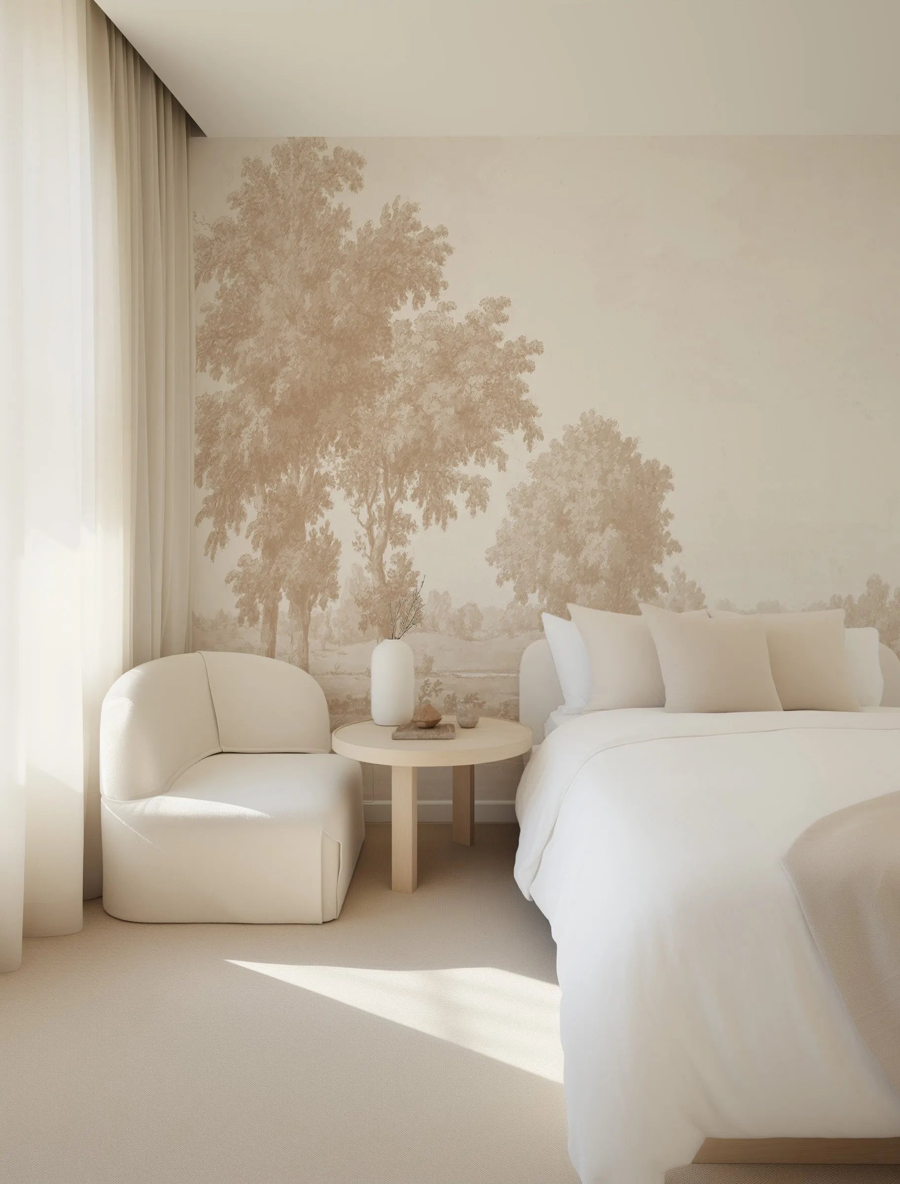 Vintage Oak Tree in Warm Brown Wallpaper Mural from Olive et Oriel where you can shop wallpaper and artworks online