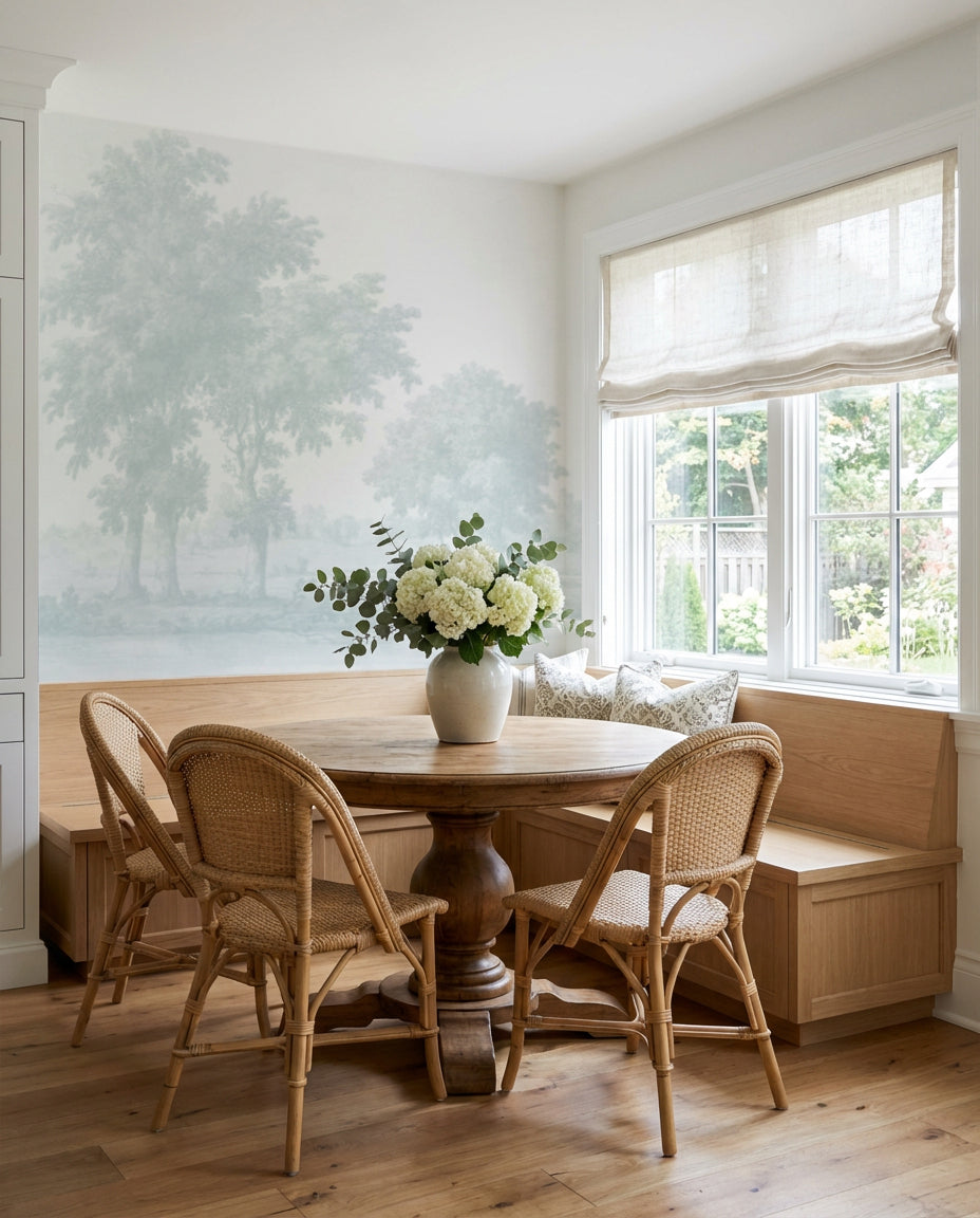 Vintage Oak Tree in Light Blue Wallpaper Mural — art print Australia