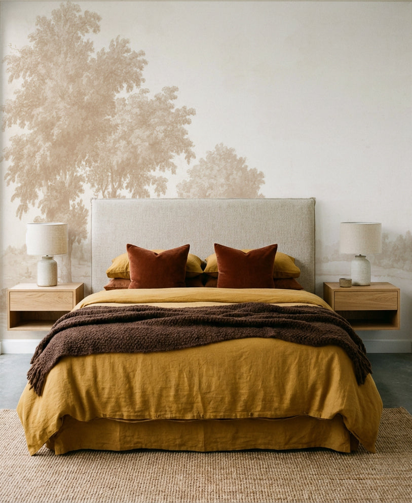 Vintage Oak Tree in Warm Brown Wallpaper Mural — art print Australia