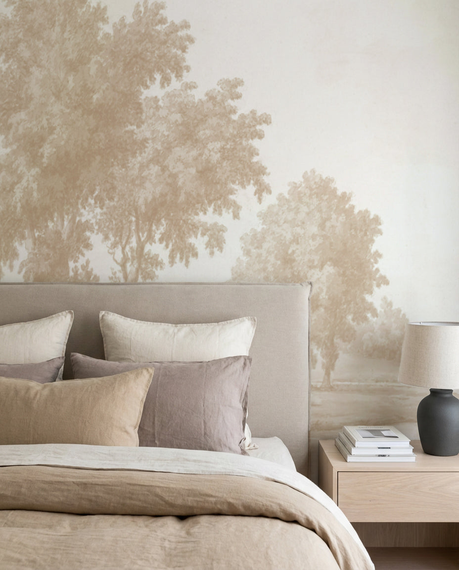Vintage Oak Tree in Warm Brown Wallpaper Mural — art print Australia