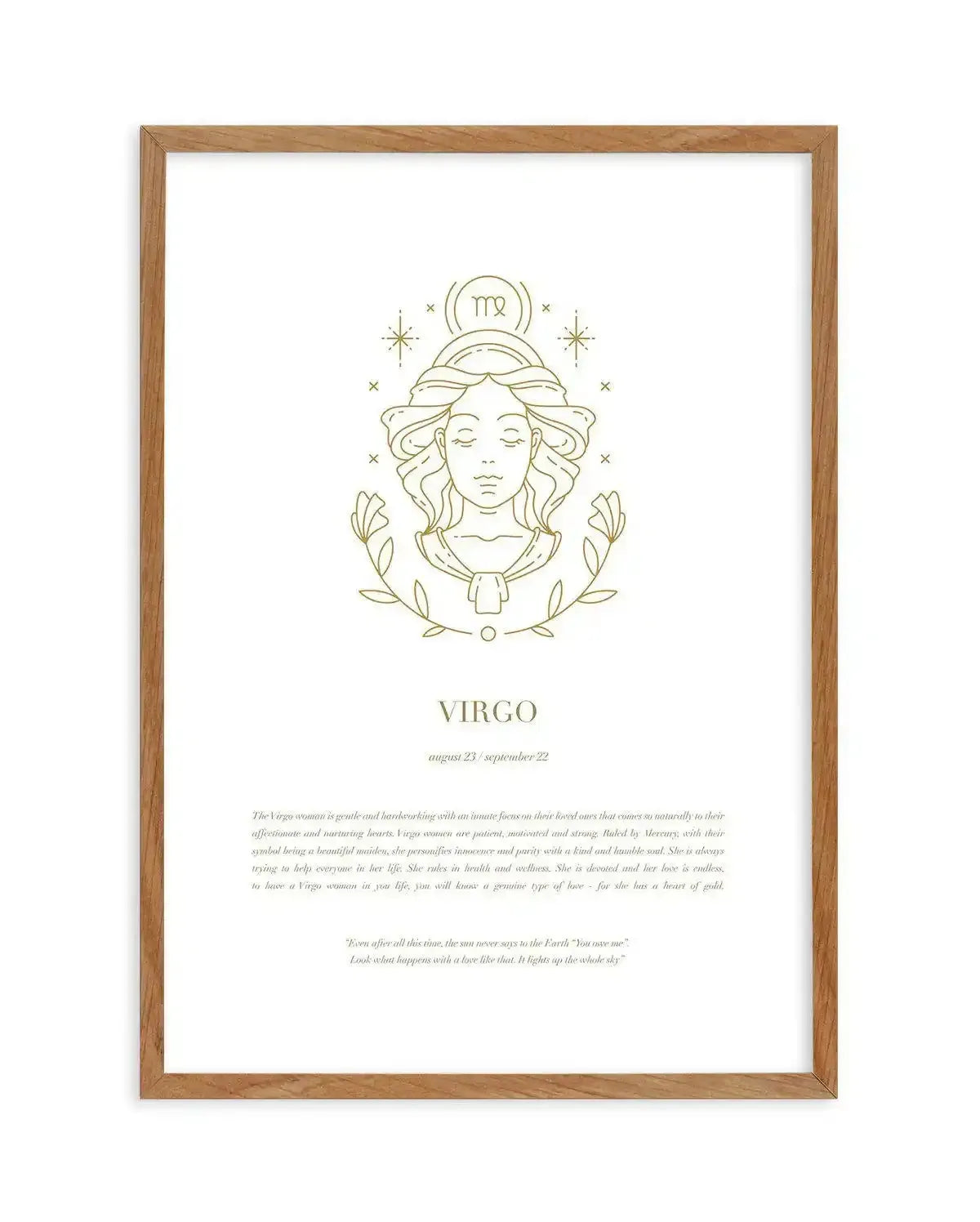 Virgo | Celestial Zodiac Art Print-PRINT-Olive et Oriel-Olive et Oriel-50x70 cm | 19.6" x 27.5"-Walnut-With White Border-Buy-Australian-Art-Prints-Online-with-Olive-et-Oriel-Your-Artwork-Specialists-Austrailia-Decorate-With-Coastal-Photo-Wall-Art-Prints-From-Our-Beach-House-Artwork-Collection-Fine-Poster-and-Framed-Artwork