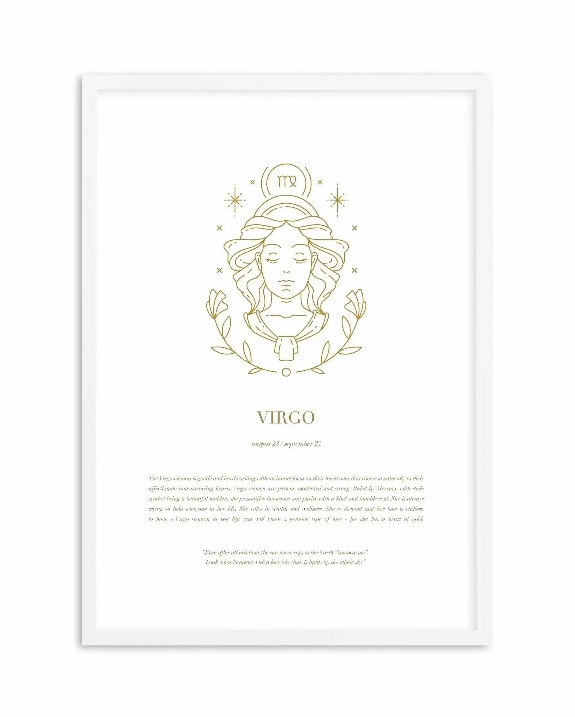 Virgo | Celestial Zodiac Art Print-PRINT-Olive et Oriel-Olive et Oriel-A4 | 8.3" x 11.7" | 21 x 29.7cm-White-With White Border-Buy-Australian-Art-Prints-Online-with-Olive-et-Oriel-Your-Artwork-Specialists-Austrailia-Decorate-With-Coastal-Photo-Wall-Art-Prints-From-Our-Beach-House-Artwork-Collection-Fine-Poster-and-Framed-Artwork