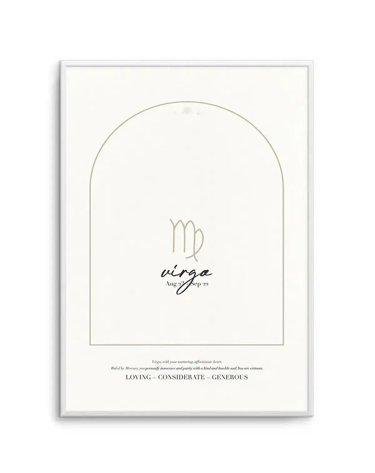 Virgo Star Sign Art Print-PRINT-Olive et Oriel-Olive et Oriel-A4 | 8.3" x 11.7" | 21 x 29.7cm-Unframed Art Print-With White Border-Buy-Australian-Art-Prints-Online-with-Olive-et-Oriel-Your-Artwork-Specialists-Austrailia-Decorate-With-Coastal-Photo-Wall-Art-Prints-From-Our-Beach-House-Artwork-Collection-Fine-Poster-and-Framed-Artwork