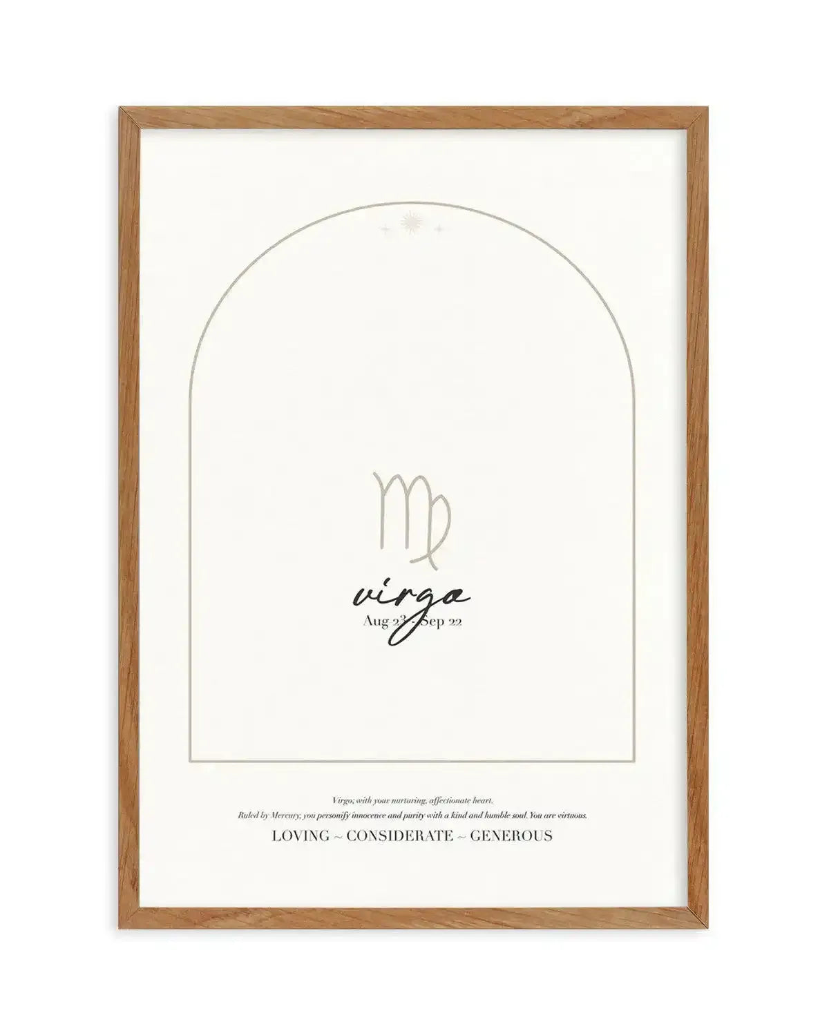 Virgo Star Sign Art Print-PRINT-Olive et Oriel-Olive et Oriel-50x70 cm | 19.6" x 27.5"-Walnut-With White Border-Buy-Australian-Art-Prints-Online-with-Olive-et-Oriel-Your-Artwork-Specialists-Austrailia-Decorate-With-Coastal-Photo-Wall-Art-Prints-From-Our-Beach-House-Artwork-Collection-Fine-Poster-and-Framed-Artwork