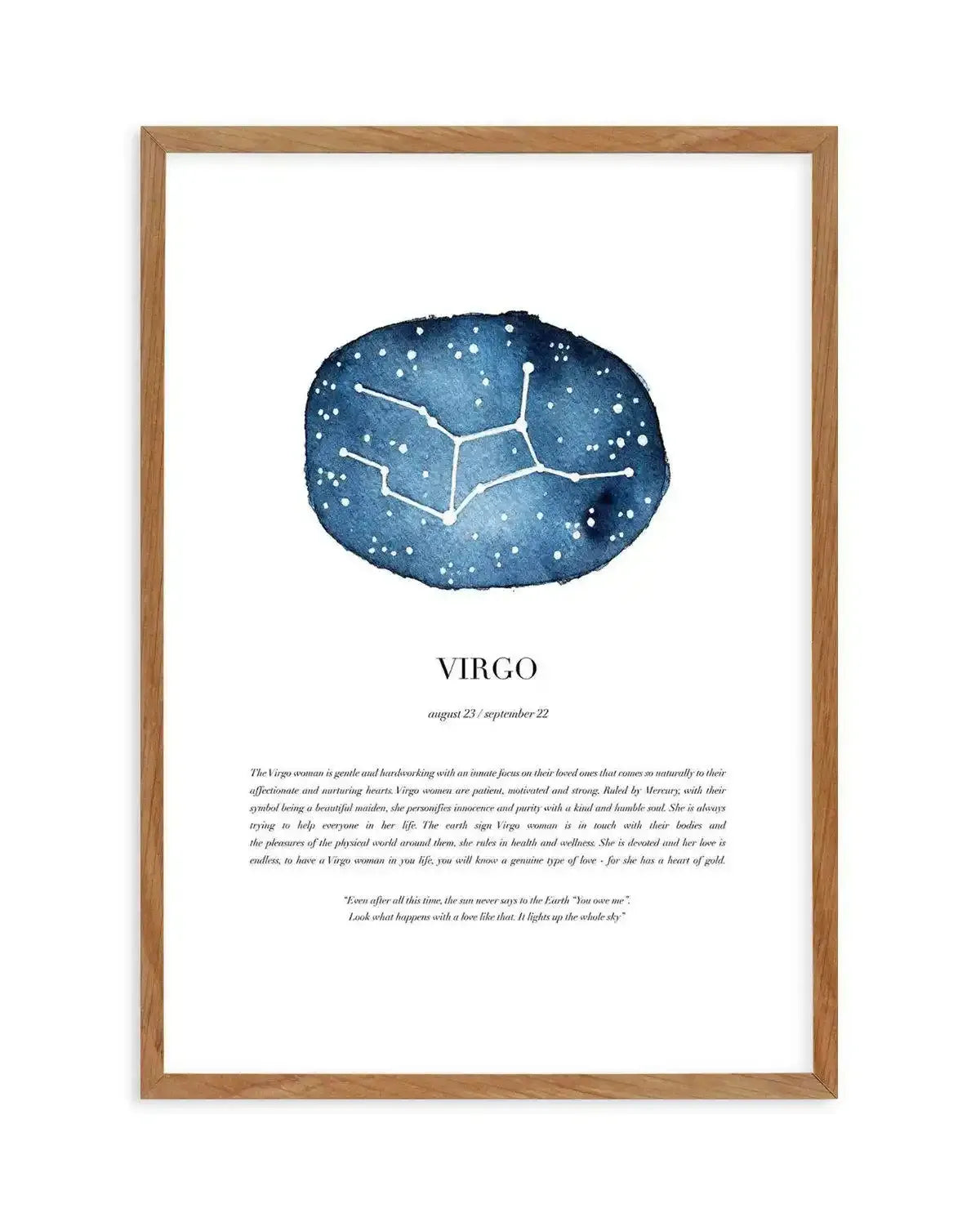 Virgo | Watercolour Zodiac Art Print-PRINT-Olive et Oriel-Olive et Oriel-50x70 cm | 19.6" x 27.5"-Walnut-With White Border-Buy-Australian-Art-Prints-Online-with-Olive-et-Oriel-Your-Artwork-Specialists-Austrailia-Decorate-With-Coastal-Photo-Wall-Art-Prints-From-Our-Beach-House-Artwork-Collection-Fine-Poster-and-Framed-Artwork