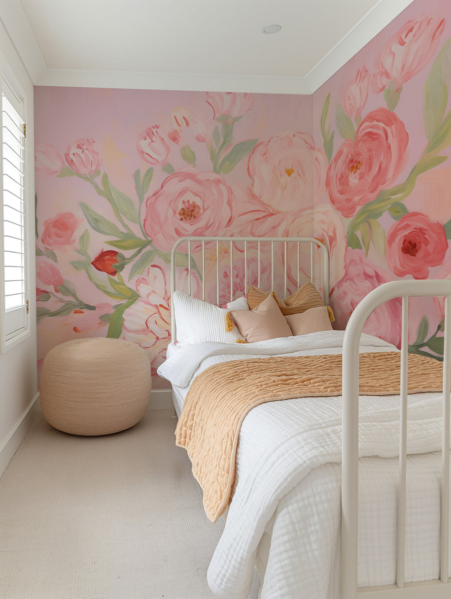 Watercolour Garden Wallpaper Mural from Olive et Oriel where you can shop wallpaper and artworks online