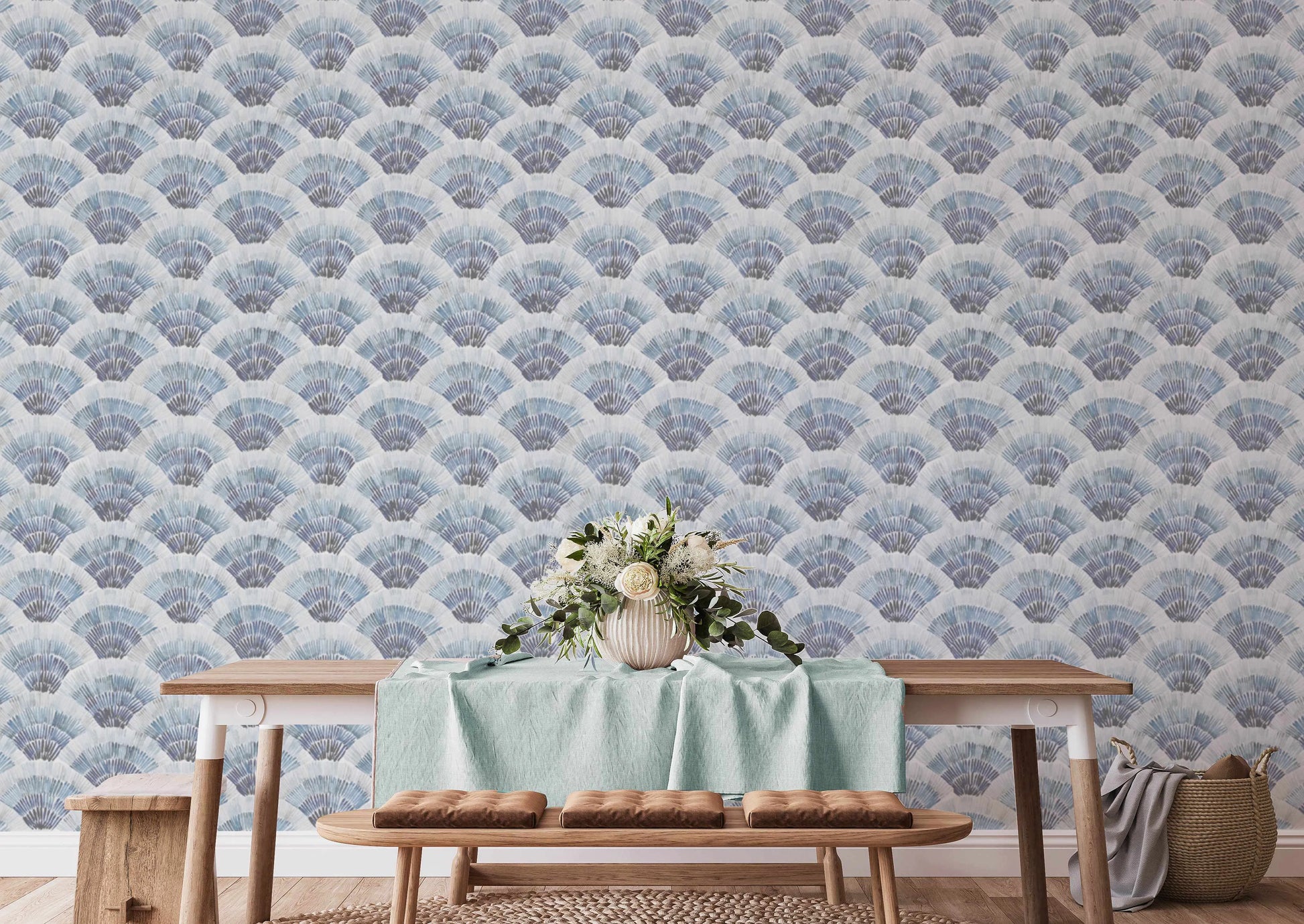 Watercolour Fans Wallpaper from Olive et Oriel where you can shop wallpaper and artworks online
