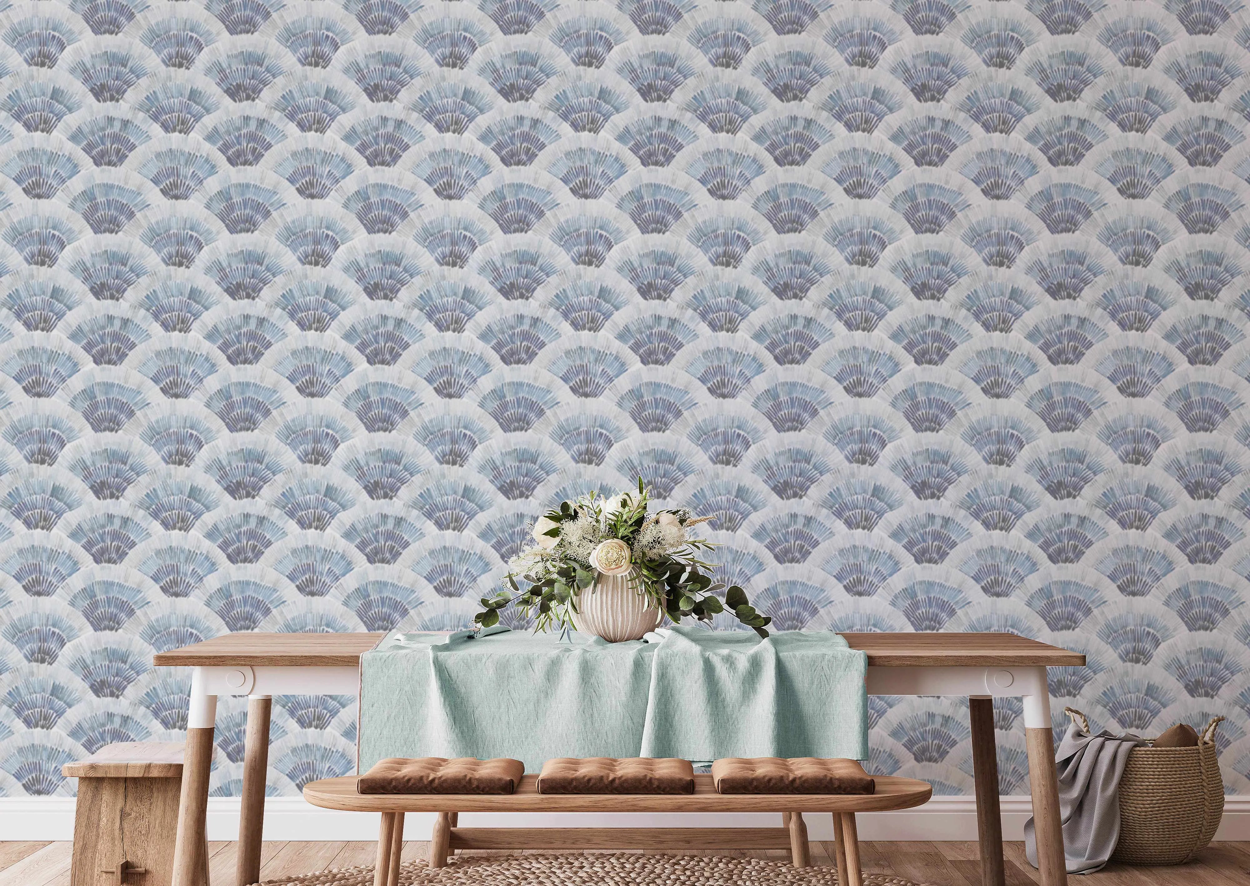 Watercolour Fans Wallpaper from Olive et Oriel where you can shop wallpaper and artworks online