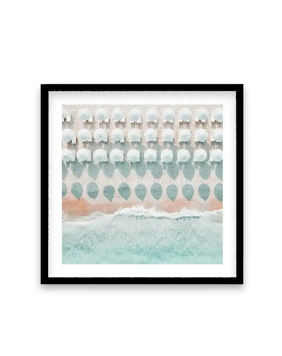 White Umbrellas SQ Art Print-PRINT-Olive et Oriel-Olive et Oriel-70x70 cm | 27.5" x 27.5"-Black-With White Border-Buy-Australian-Art-Prints-Online-with-Olive-et-Oriel-Your-Artwork-Specialists-Austrailia-Decorate-With-Coastal-Photo-Wall-Art-Prints-From-Our-Beach-House-Artwork-Collection-Fine-Poster-and-Framed-Artwork