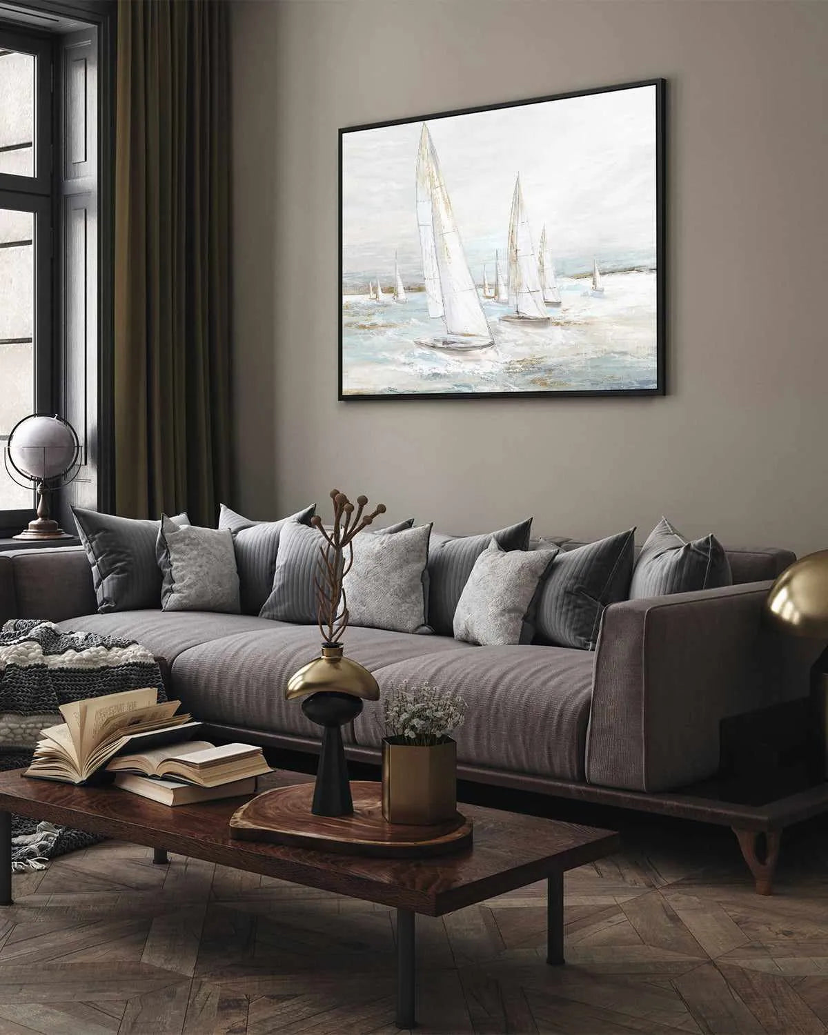 Windswept Sails I | Framed Canvas Art Print from Olive et Oriel where you can shop wallpaper and artworks online