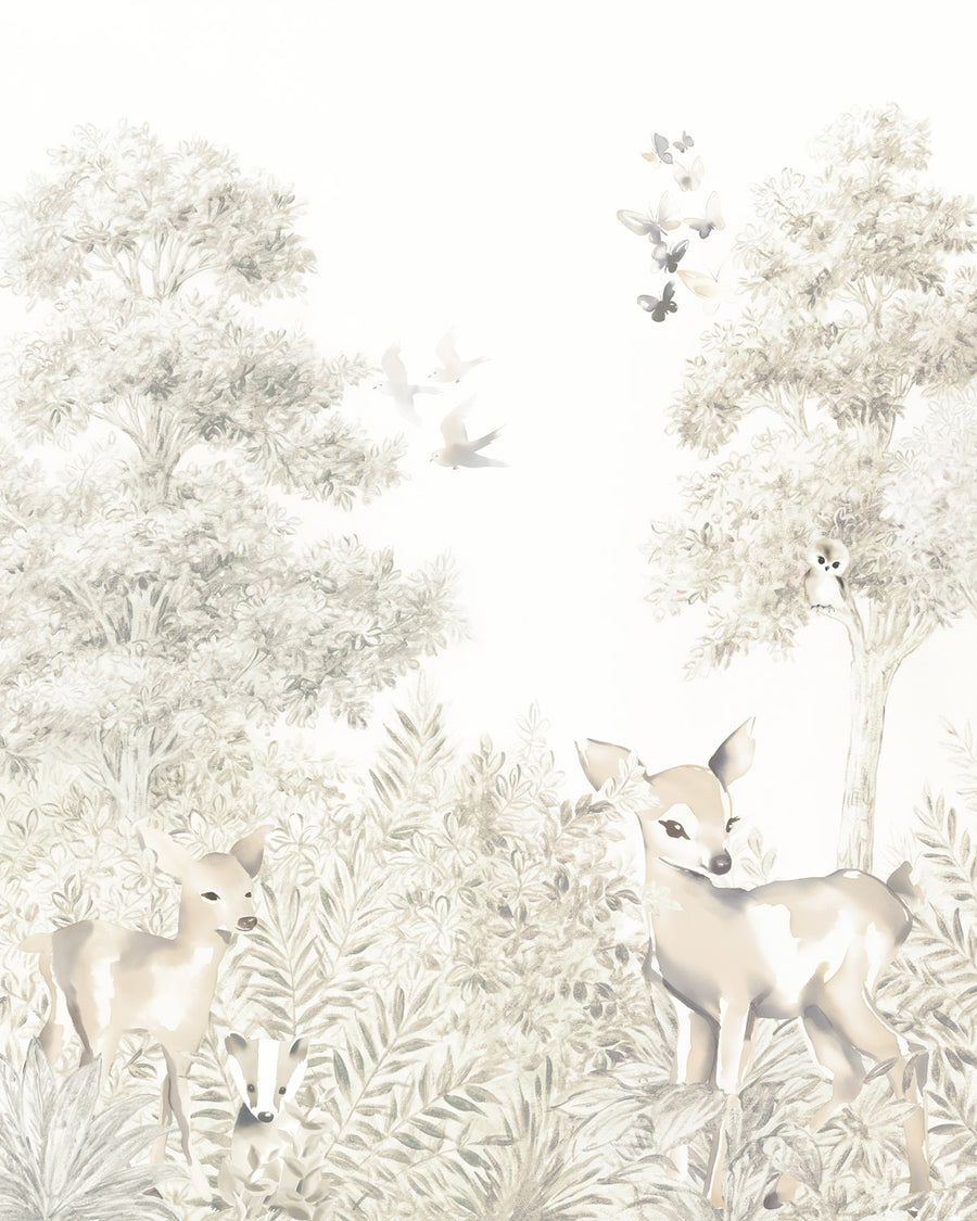 Woodland Wilderness Wallpaper Mural from Olive et Oriel where you can shop wallpaper and artworks online