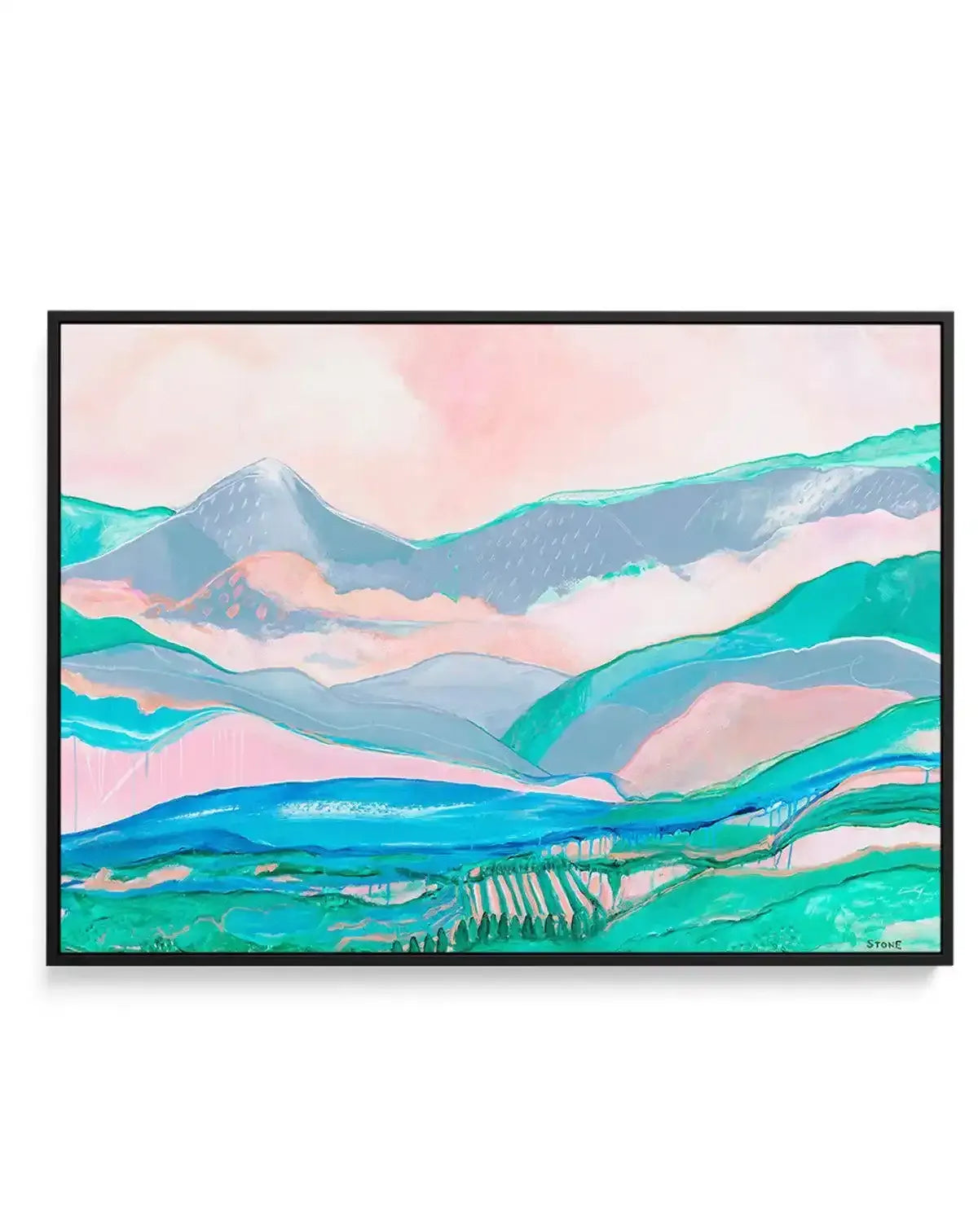 Yarra Valley by Belinda Stone | Framed Canvas Art Print blue bright & vibrant coastal art print