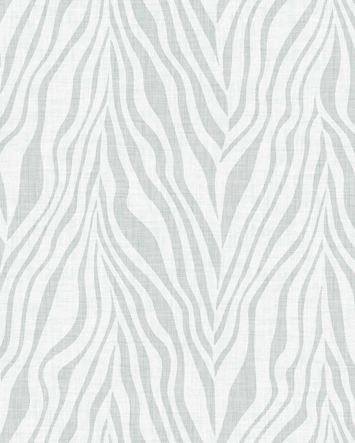 Zebra on Linen in Mist Wallpaper - Olive et Oriel