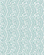 Herringbone Floral Light Teal Blue Wallpaper